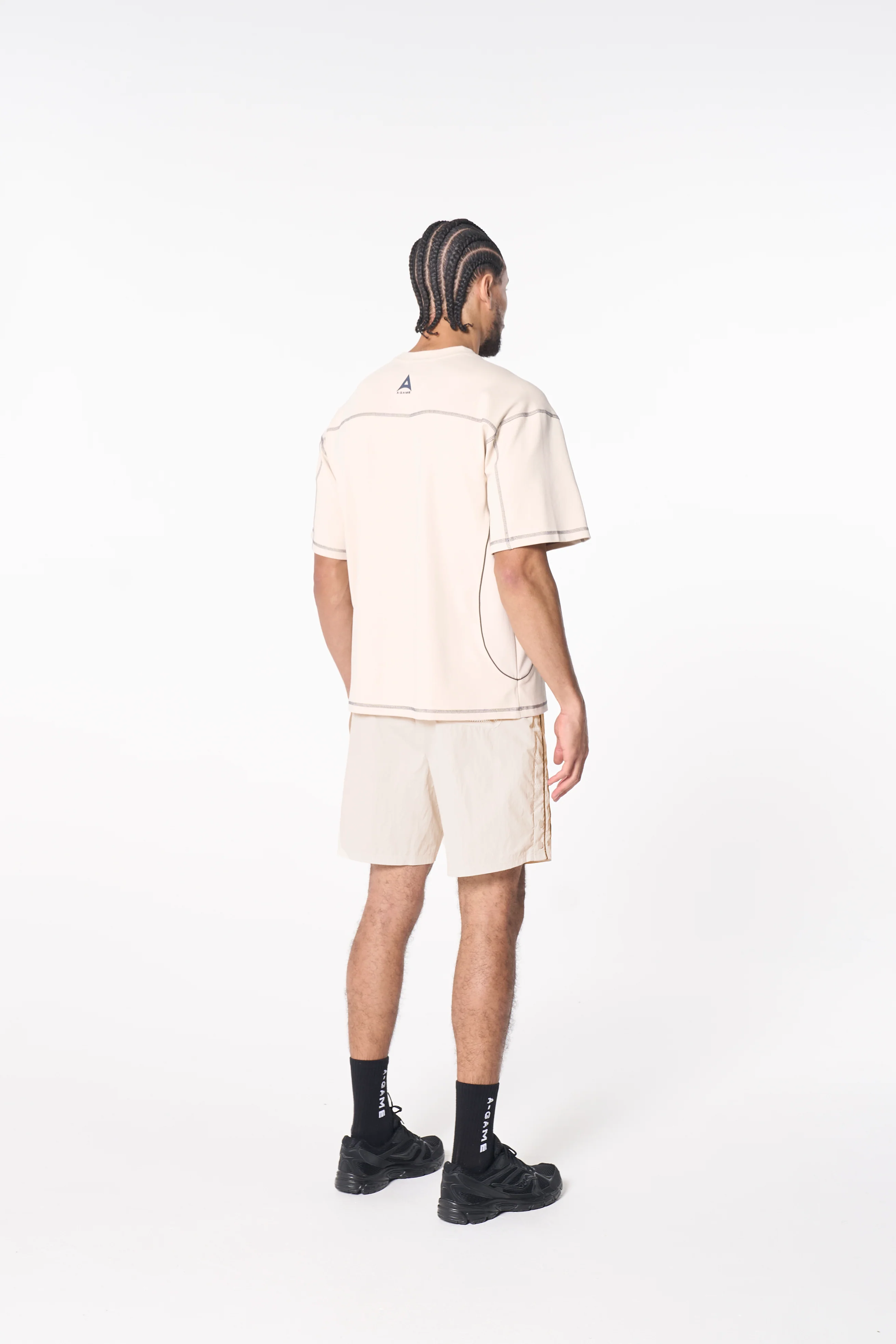 Men's Seam Detail Tech T-Shirt - Beige - Image 6