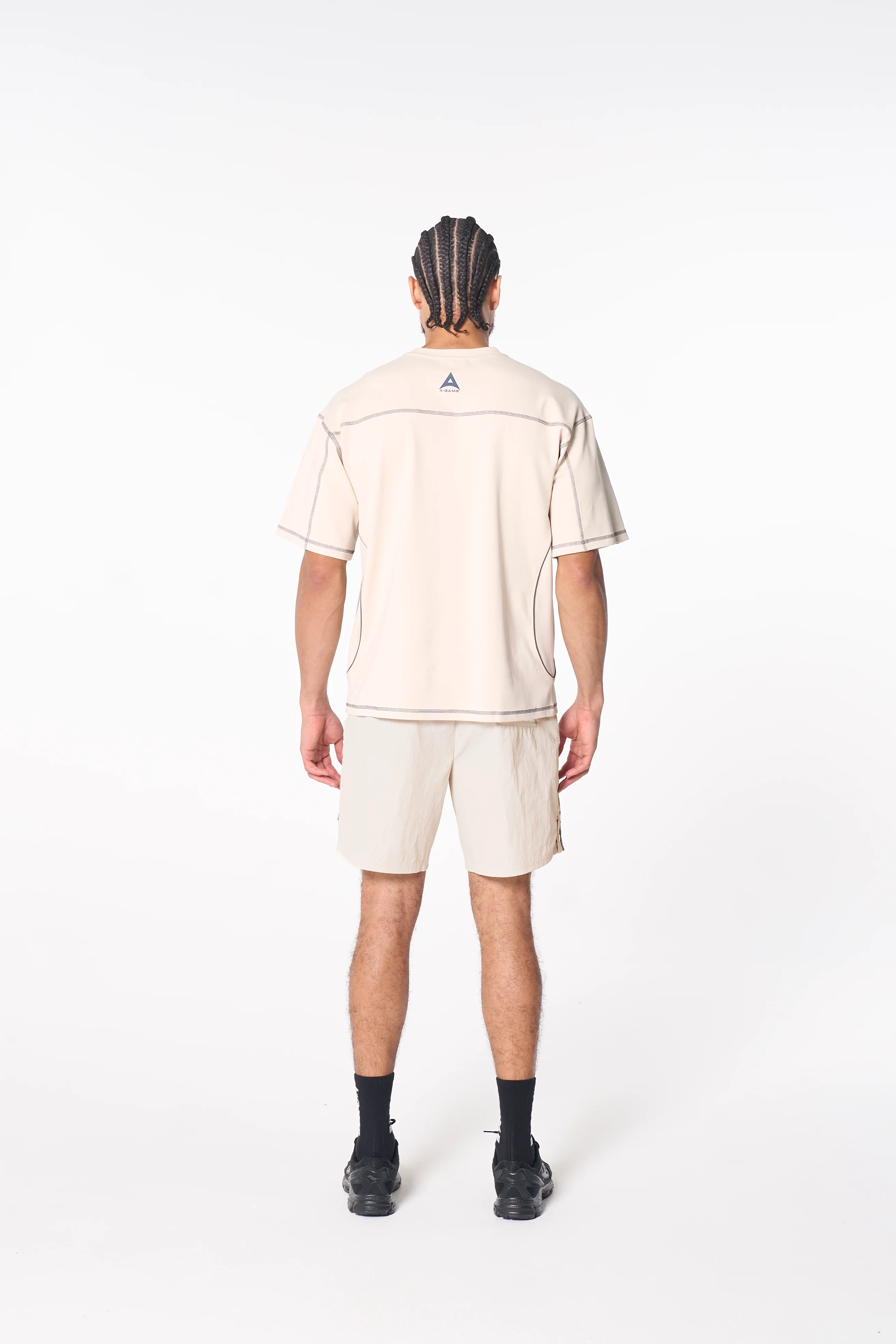 Men's Seam Detail Tech T-Shirt - Beige - Image 7