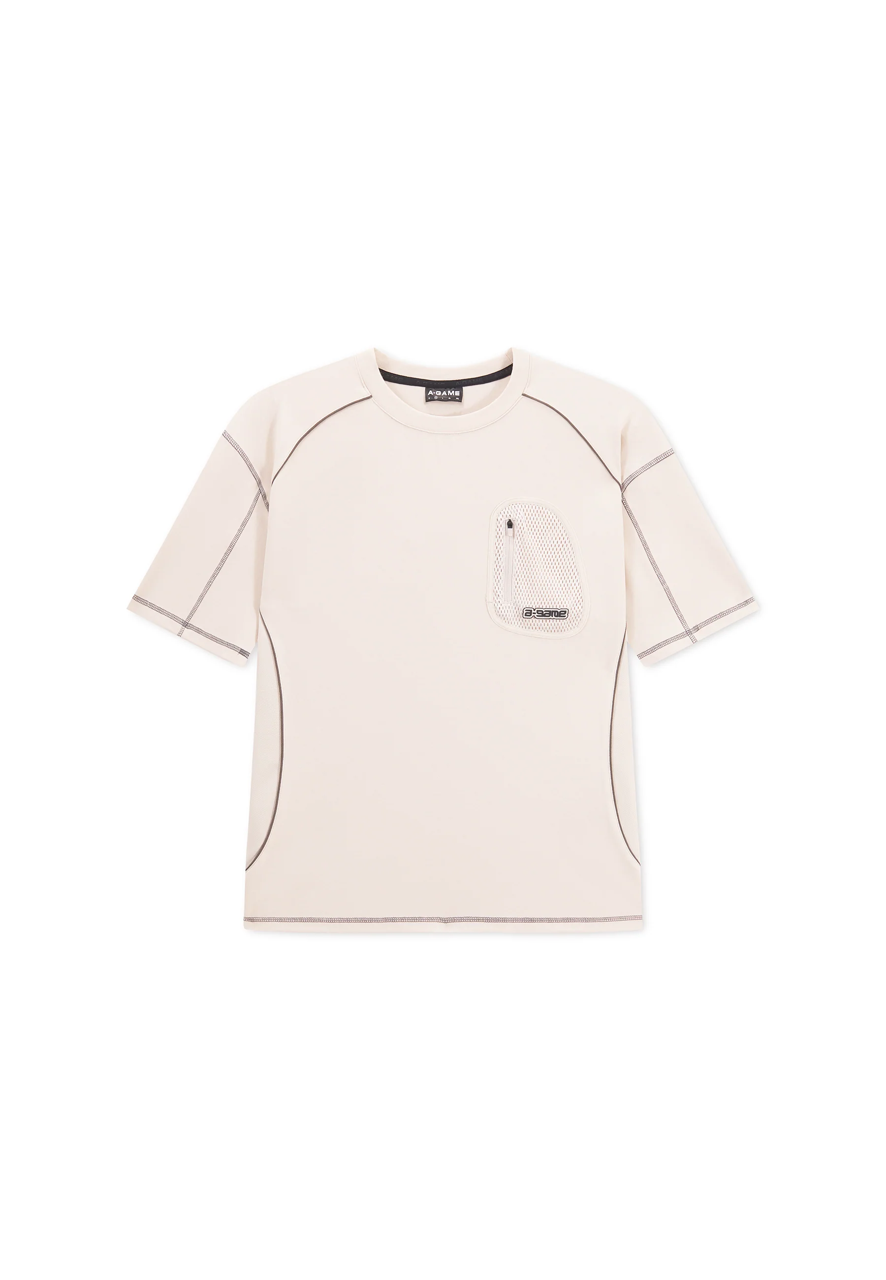 Men's Seam Detail Tech T-Shirt - Beige - Image 8