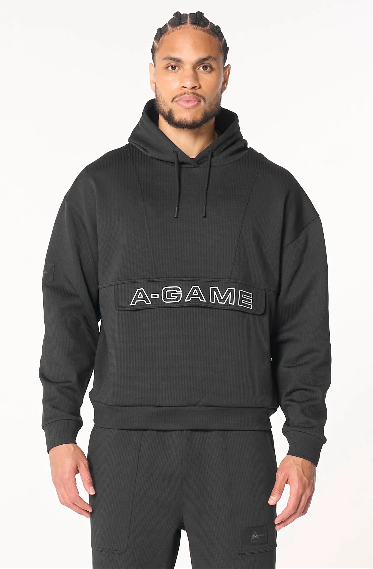 Men's Waffle Tech Hoodie - Black