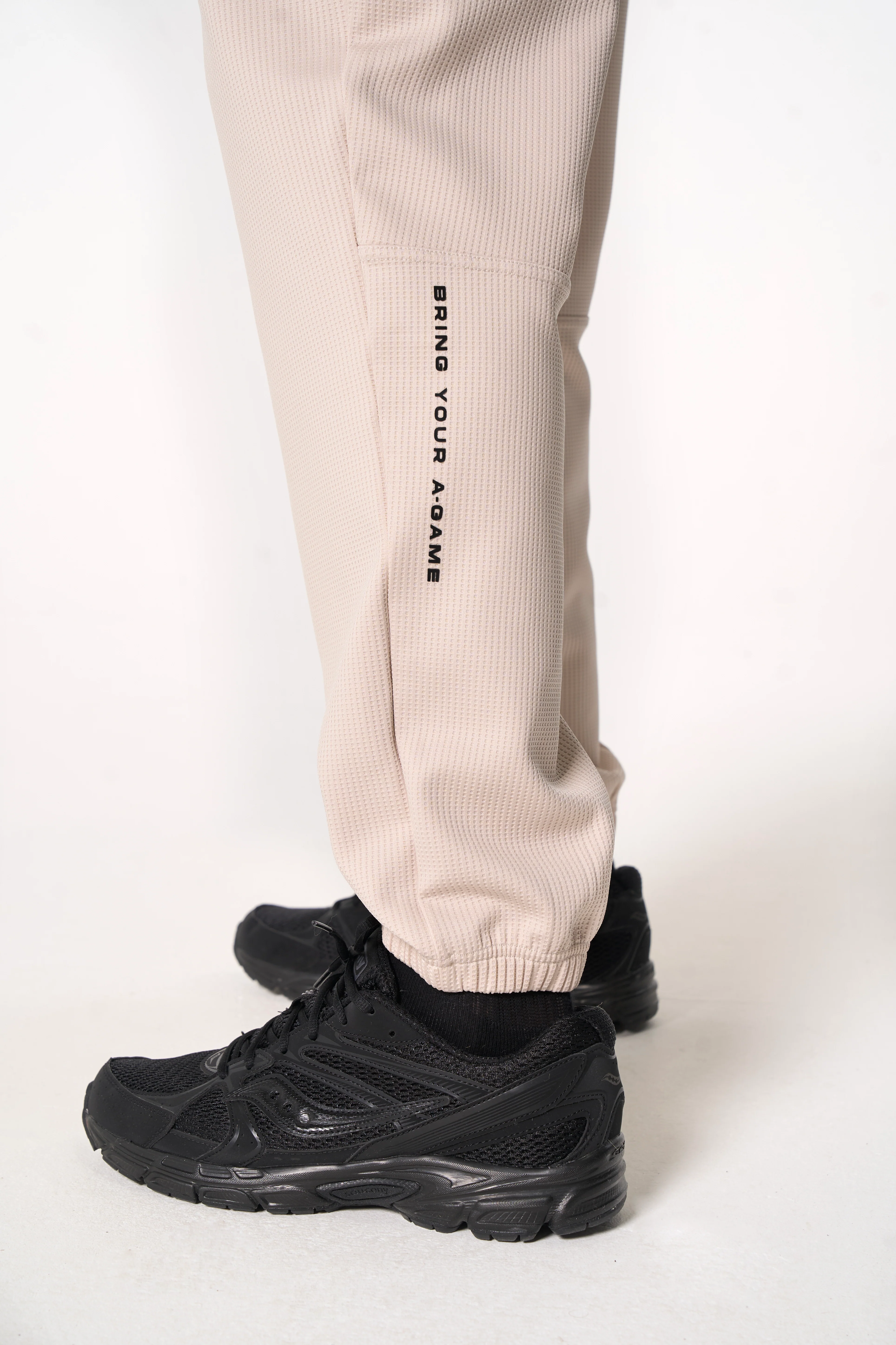 Men's Waffle Tech Joggers - Beige - Image 3