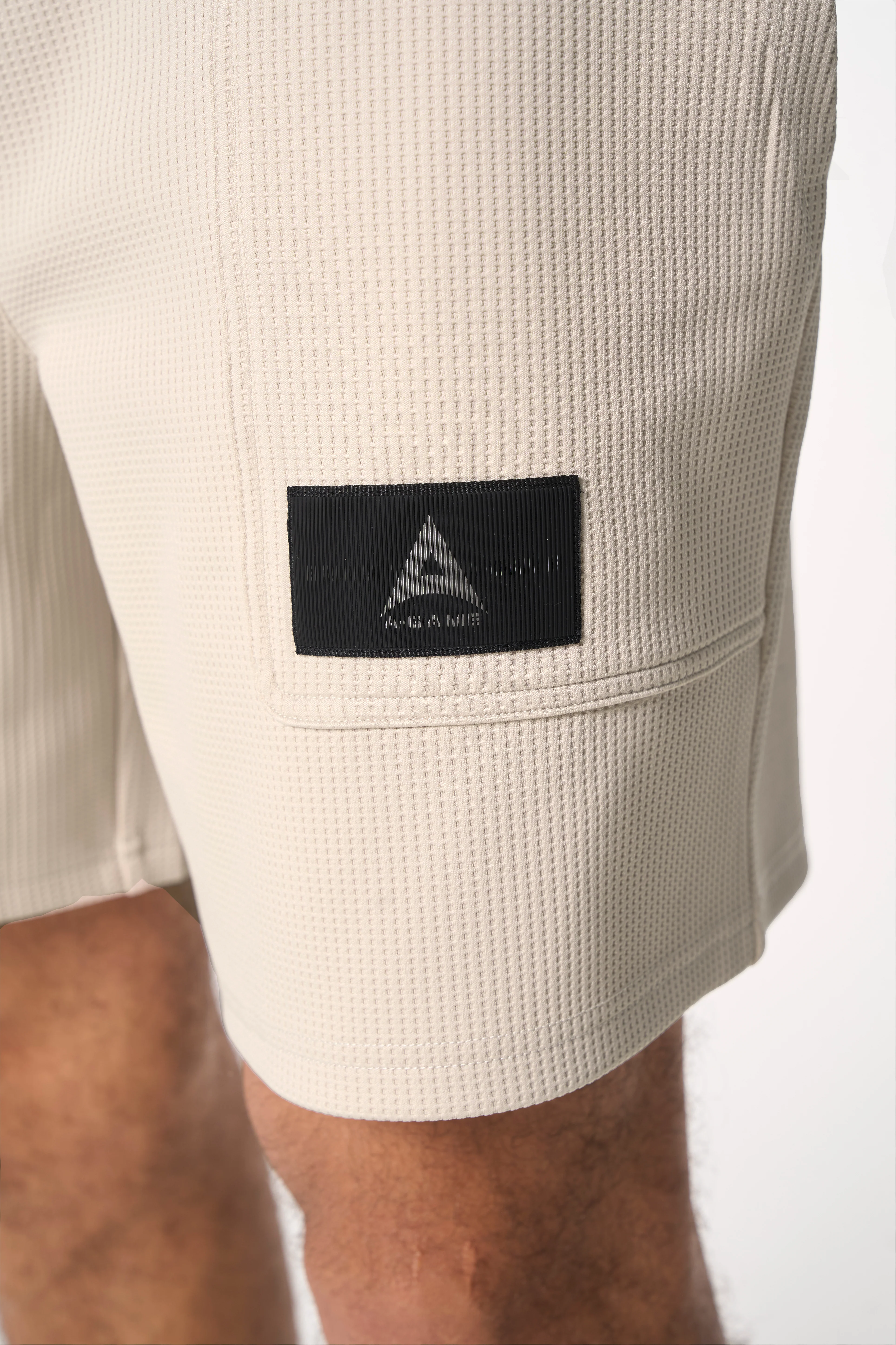 Men's Waffle Tech Shorts - Beige - Image 3