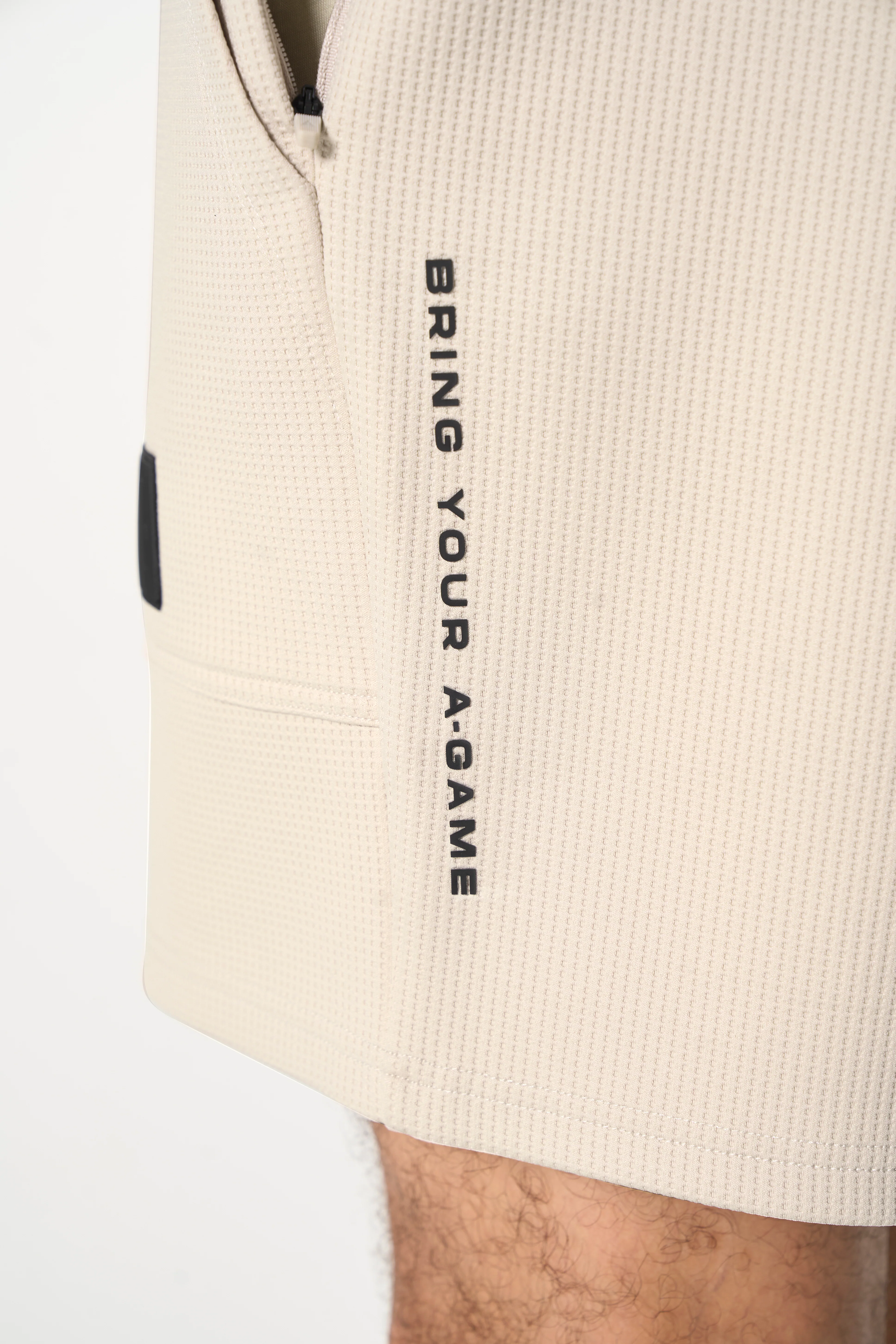 Men's Waffle Tech Shorts - Beige - Image 4