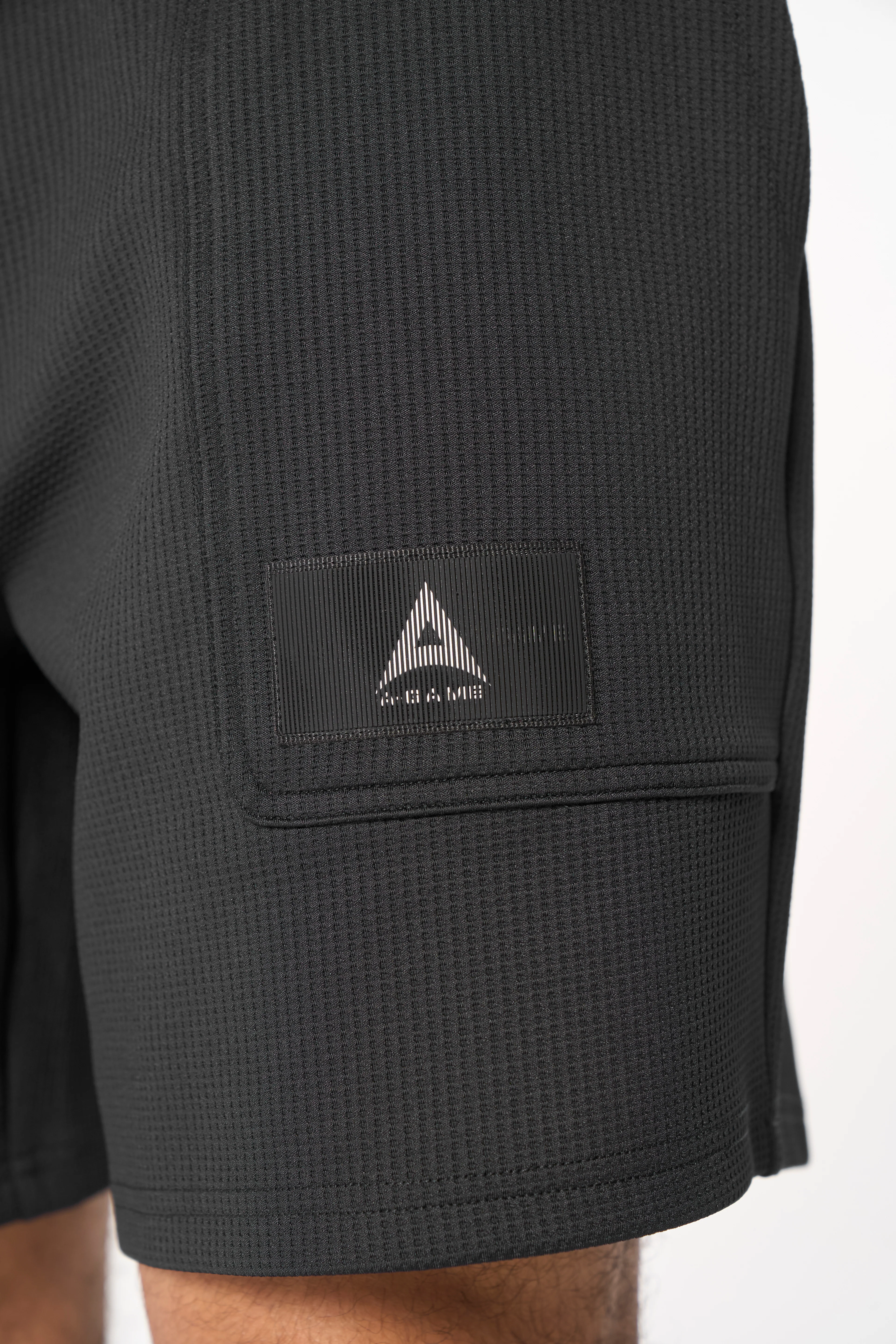 Men's Waffle Tech Shorts - Black - Image 2