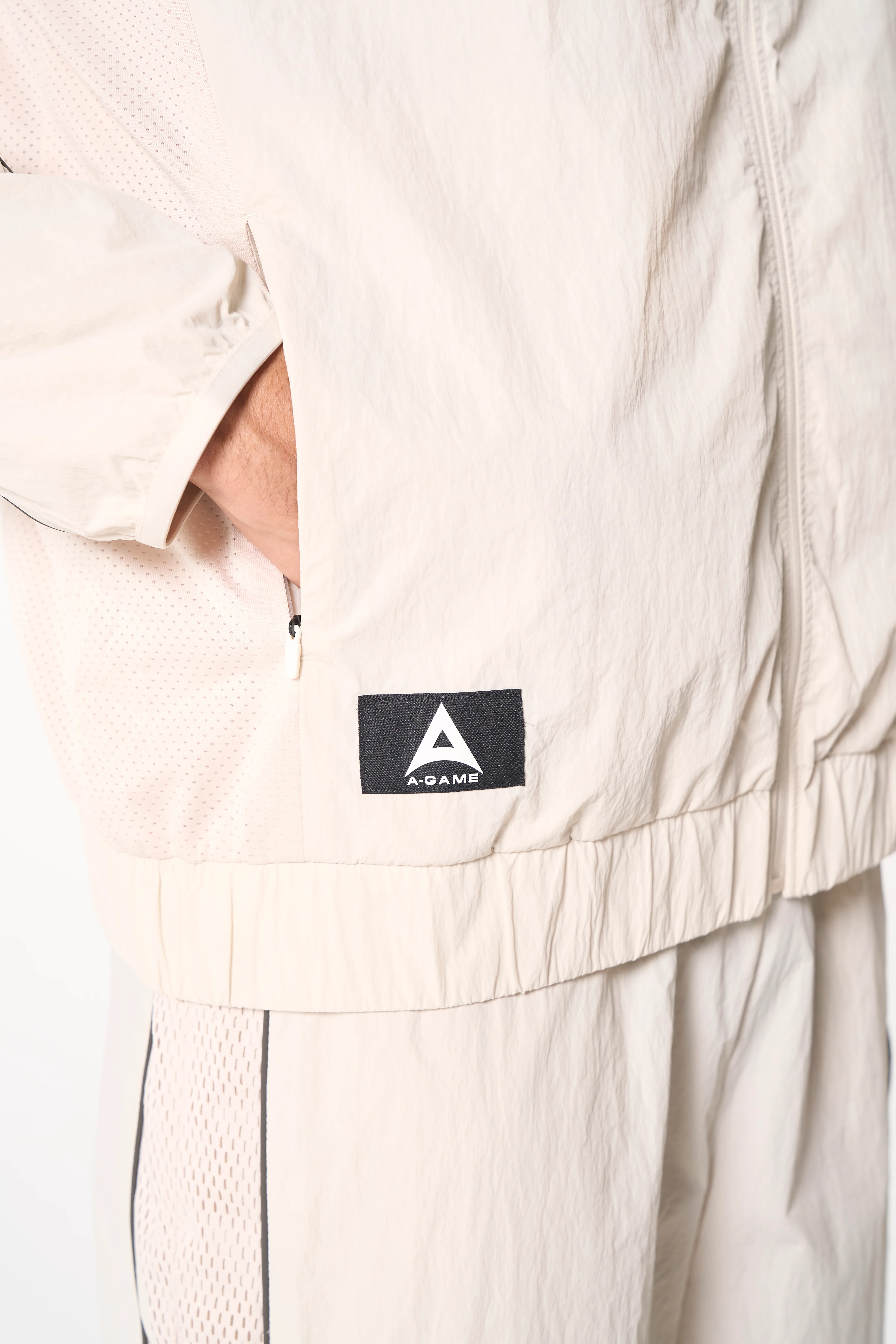 Men's Woven Tech Track Jacket - Beige - Image 4