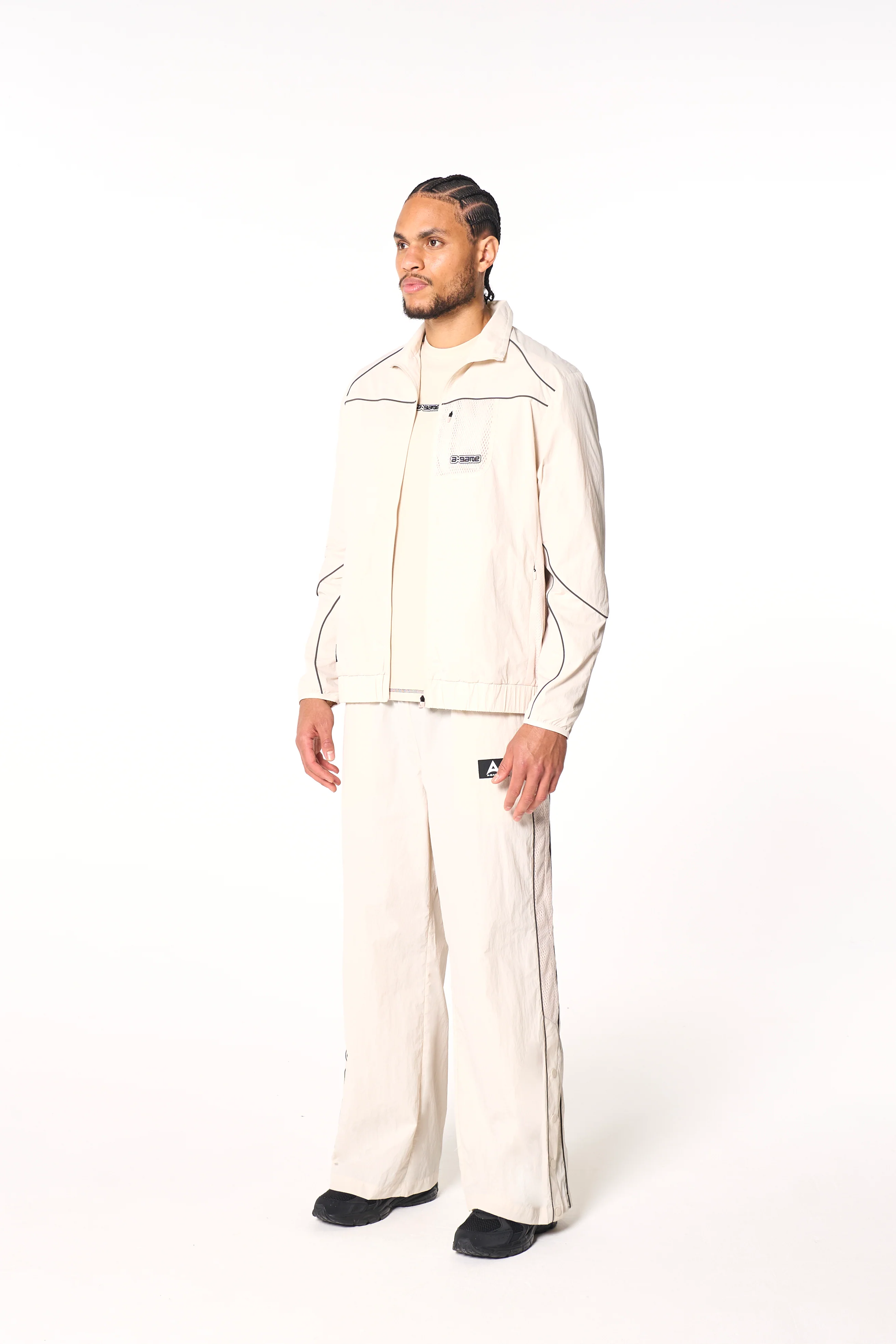 Men's Woven Tech Track Jacket - Beige - Image 6