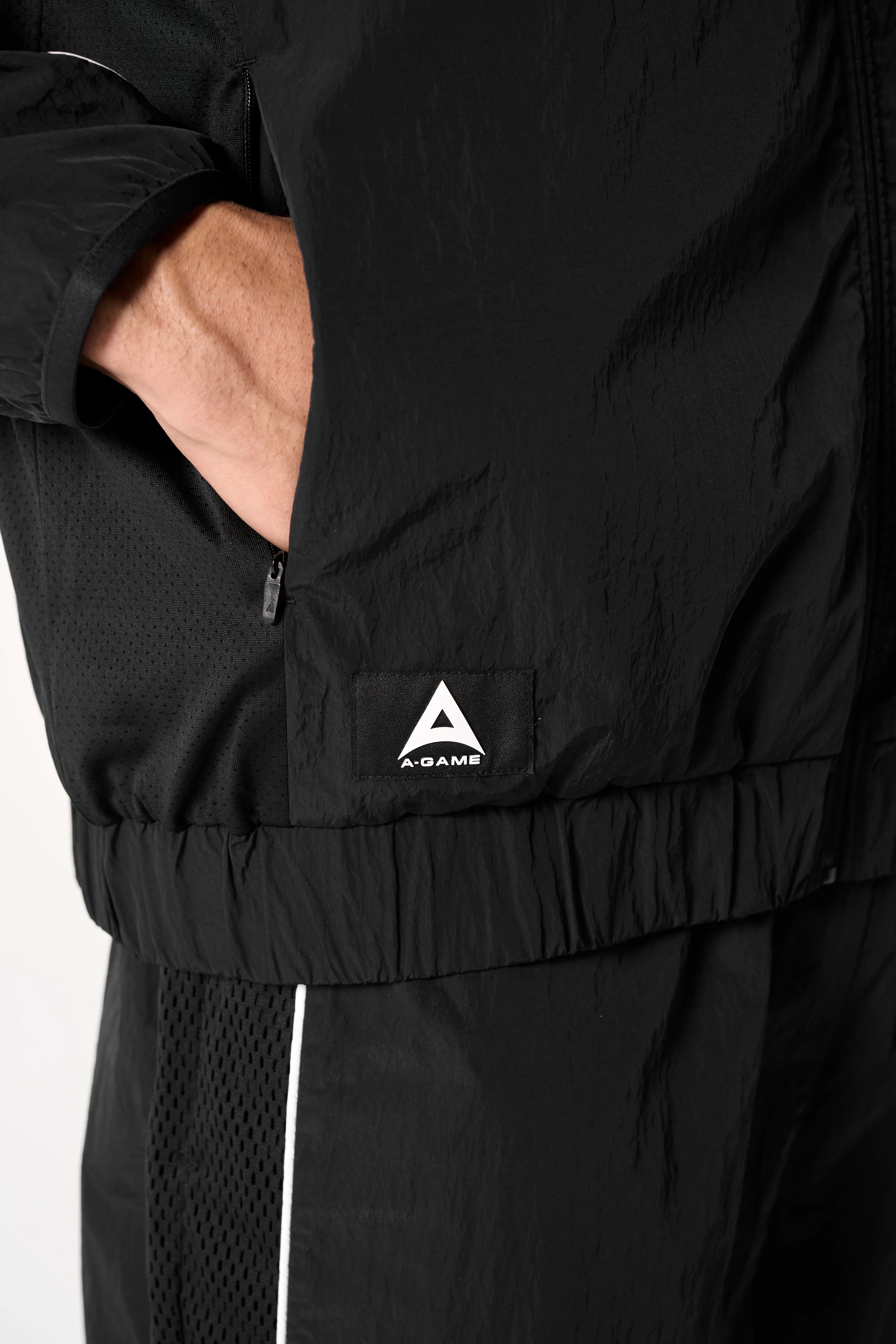 Men's Woven Tech Track Jacket - Black - Image 3