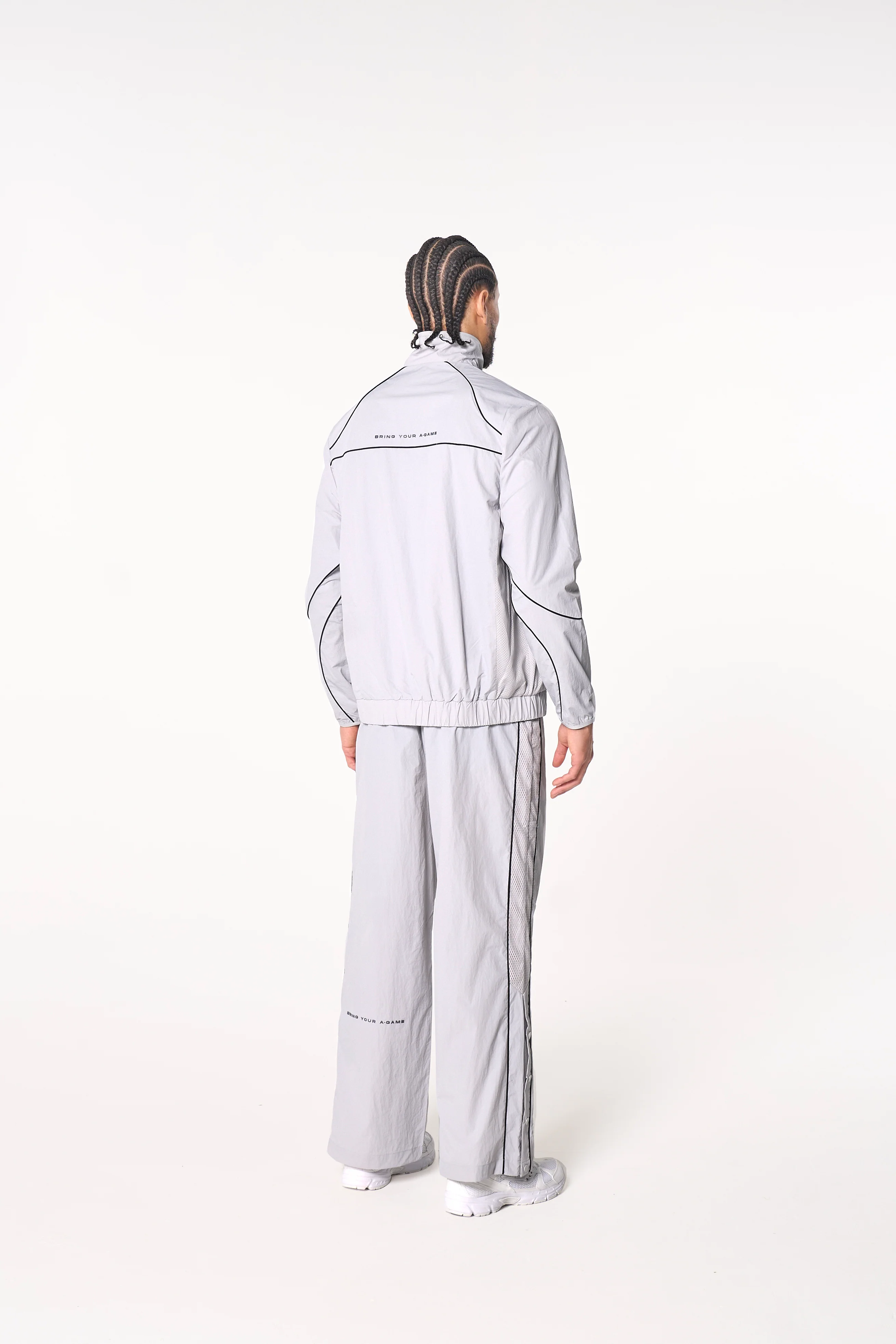 Men's Woven Tech Track Jacket - Grey - Image 7