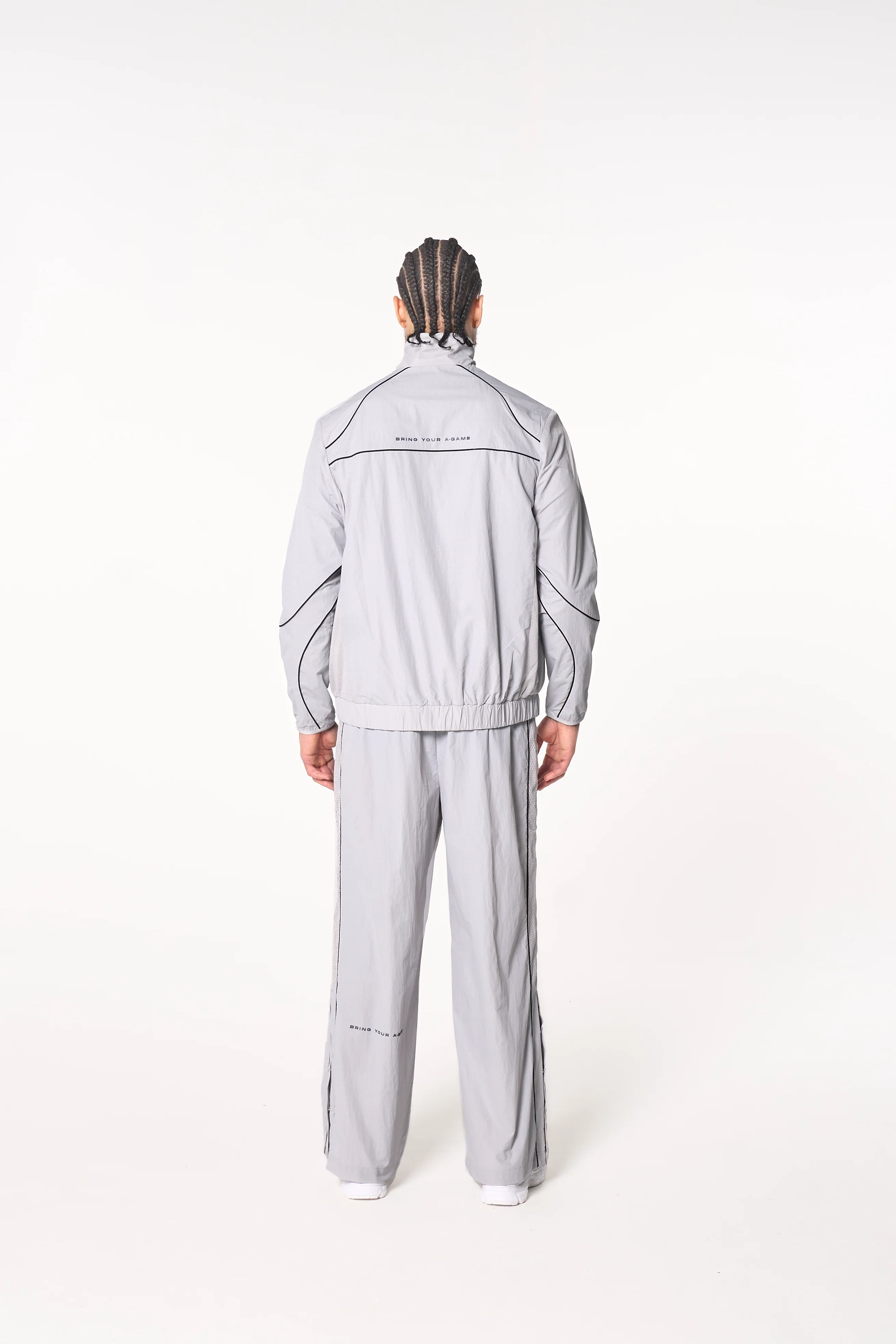 Men's Woven Tech Track Jacket - Grey - Image 8