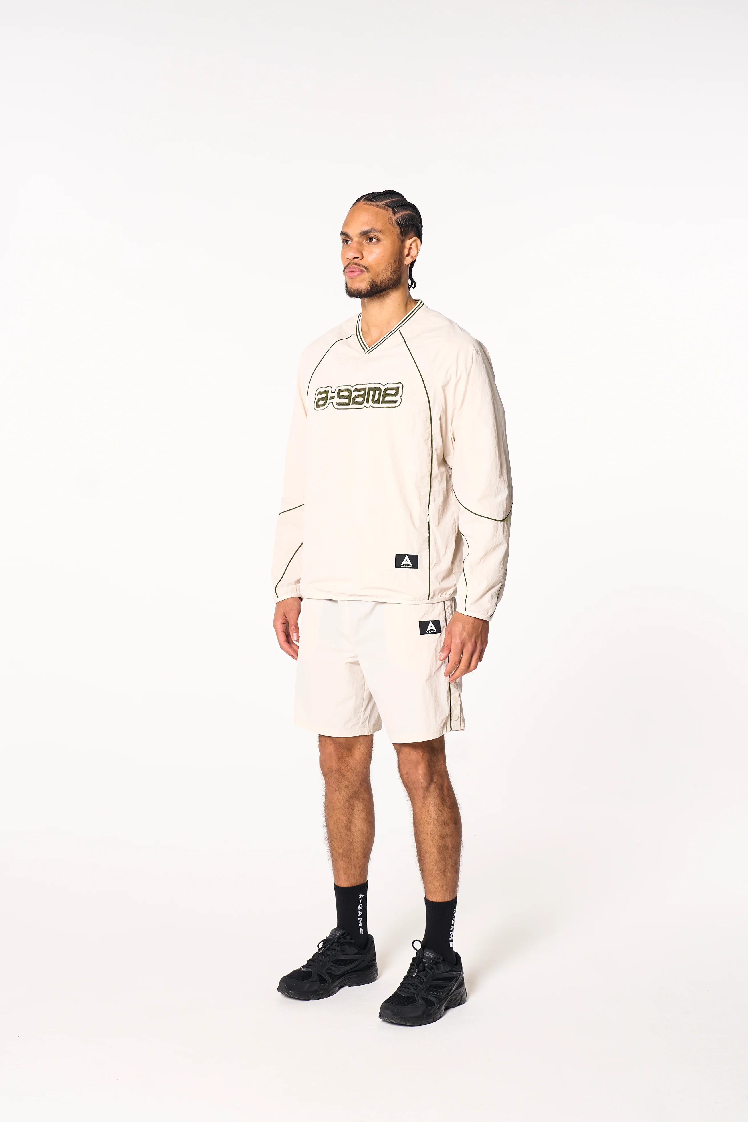 Men's Woven Tech Popper Shorts - Beige - Image 7