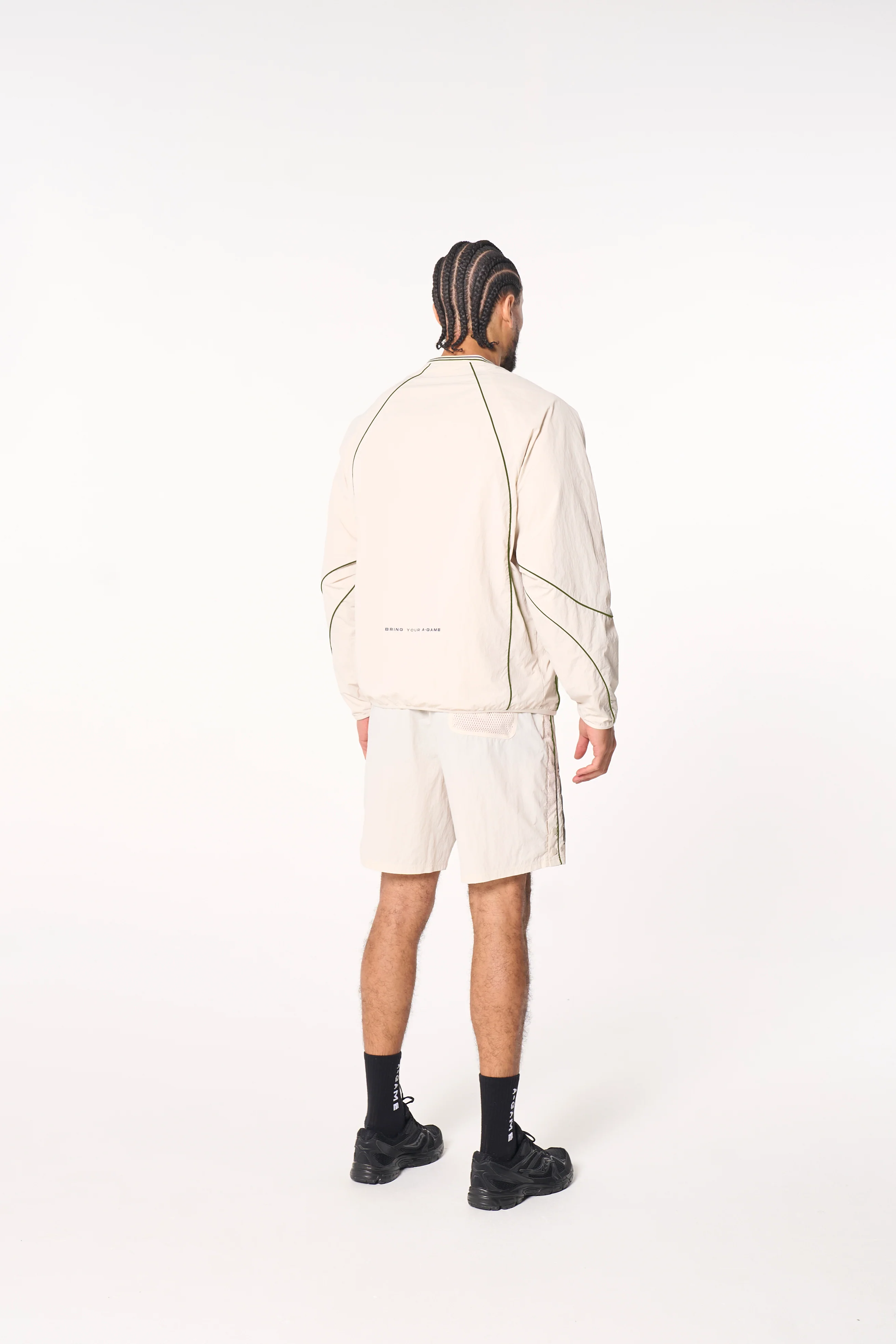 Men's Woven Tech Popper Shorts - Beige - Image 8