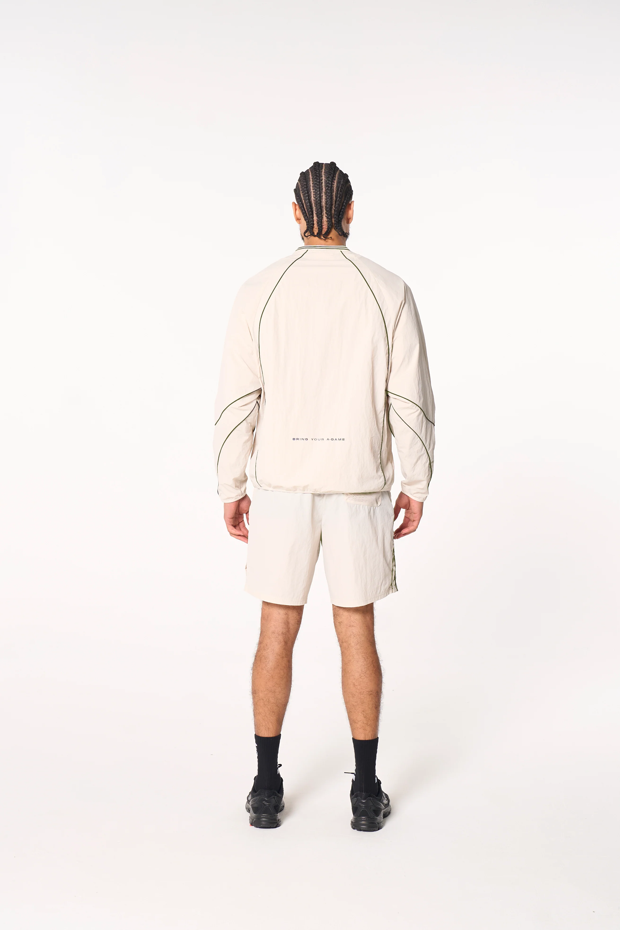 Men's Woven Tech Popper Shorts - Beige - Image 9