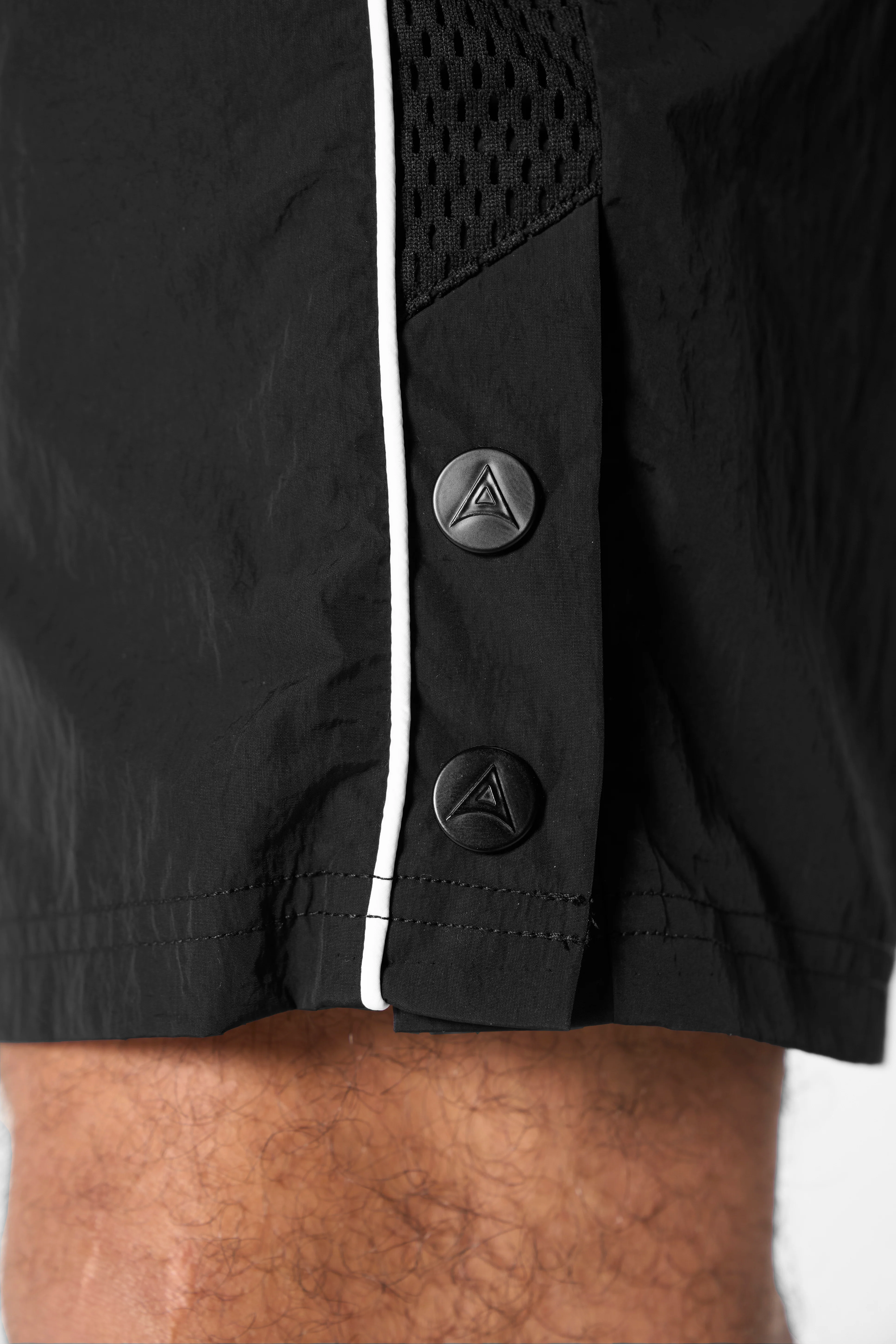Men's Woven Tech Popper Shorts - Black - Image 4