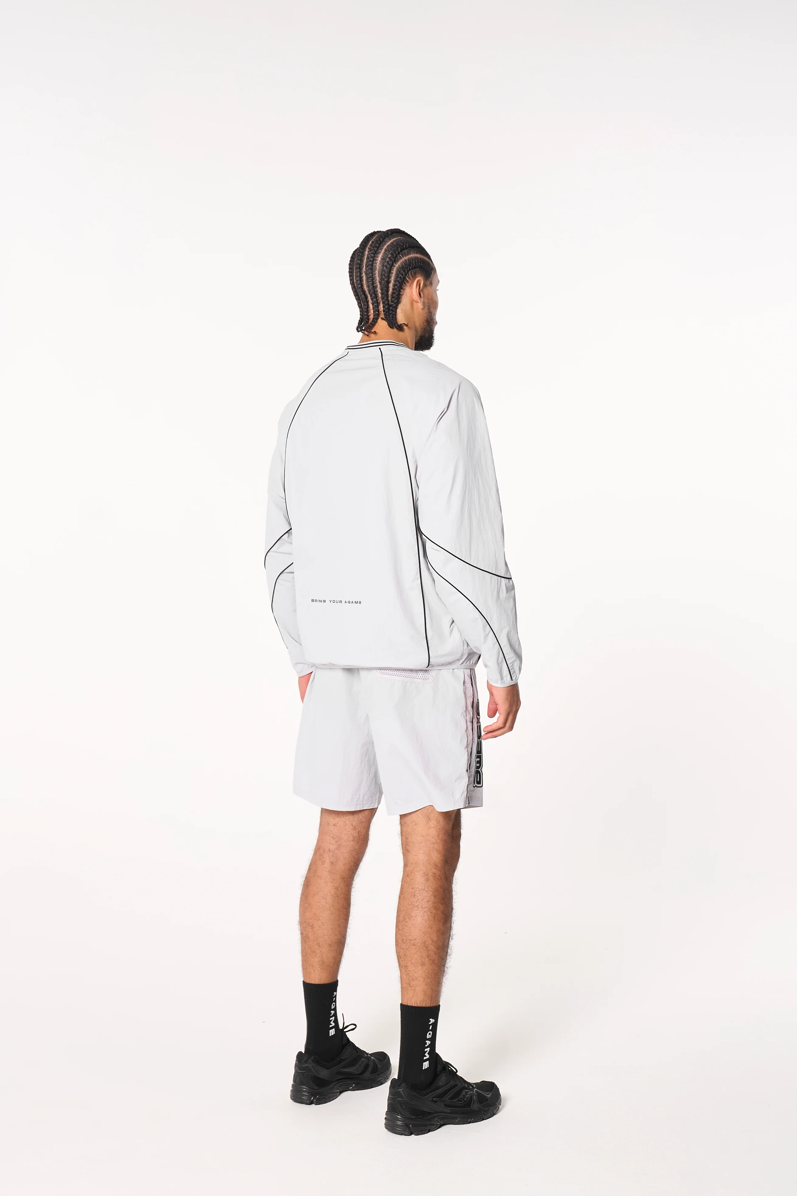 Men's Woven Tech Popper Shorts - Grey - Image 7