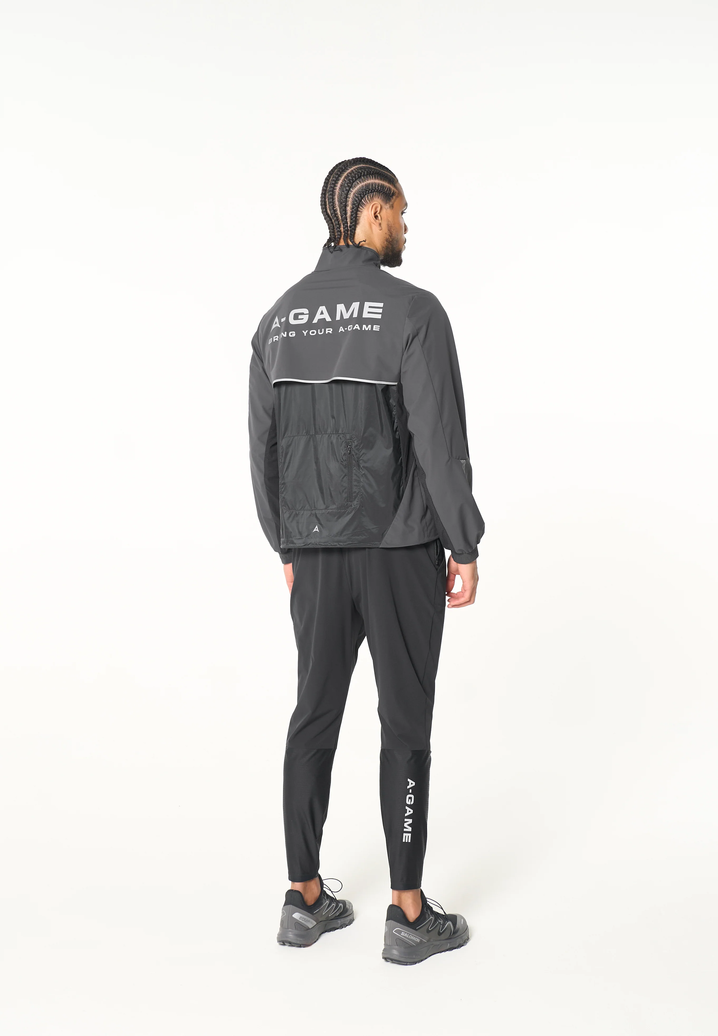Men's Lightweight Windbreaker Jacket - Dk Charcoal / Black - Image 3