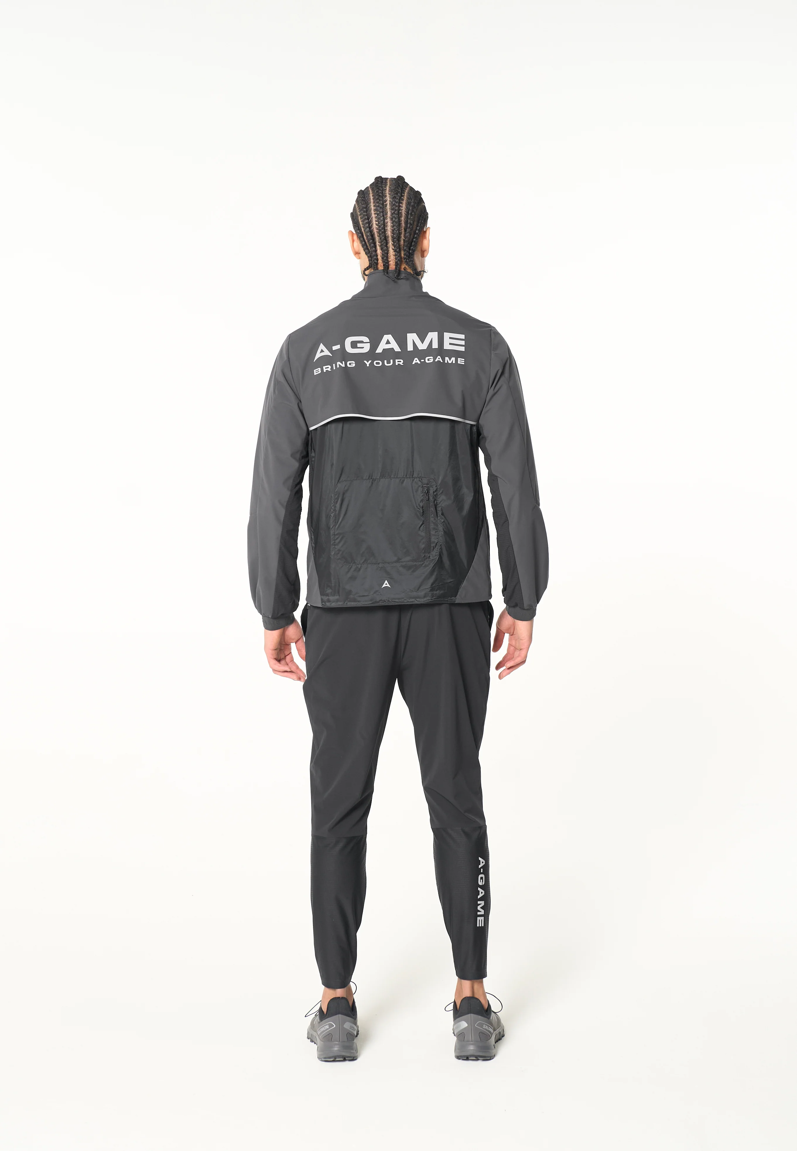 Men's Lightweight Windbreaker Jacket - Dk Charcoal / Black - Image 4