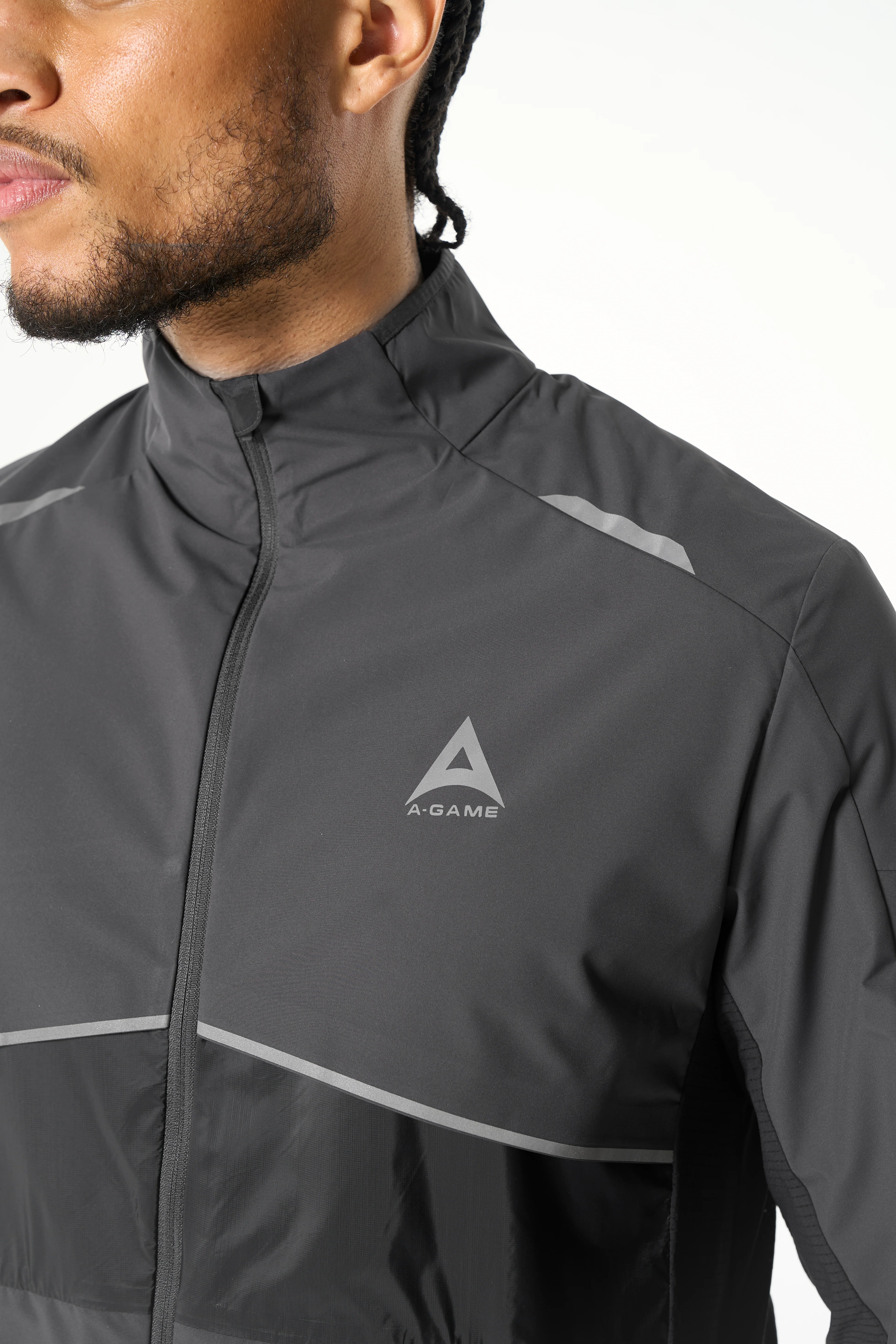 Men's Lightweight Windbreaker Jacket - Dk Charcoal / Black - Image 5