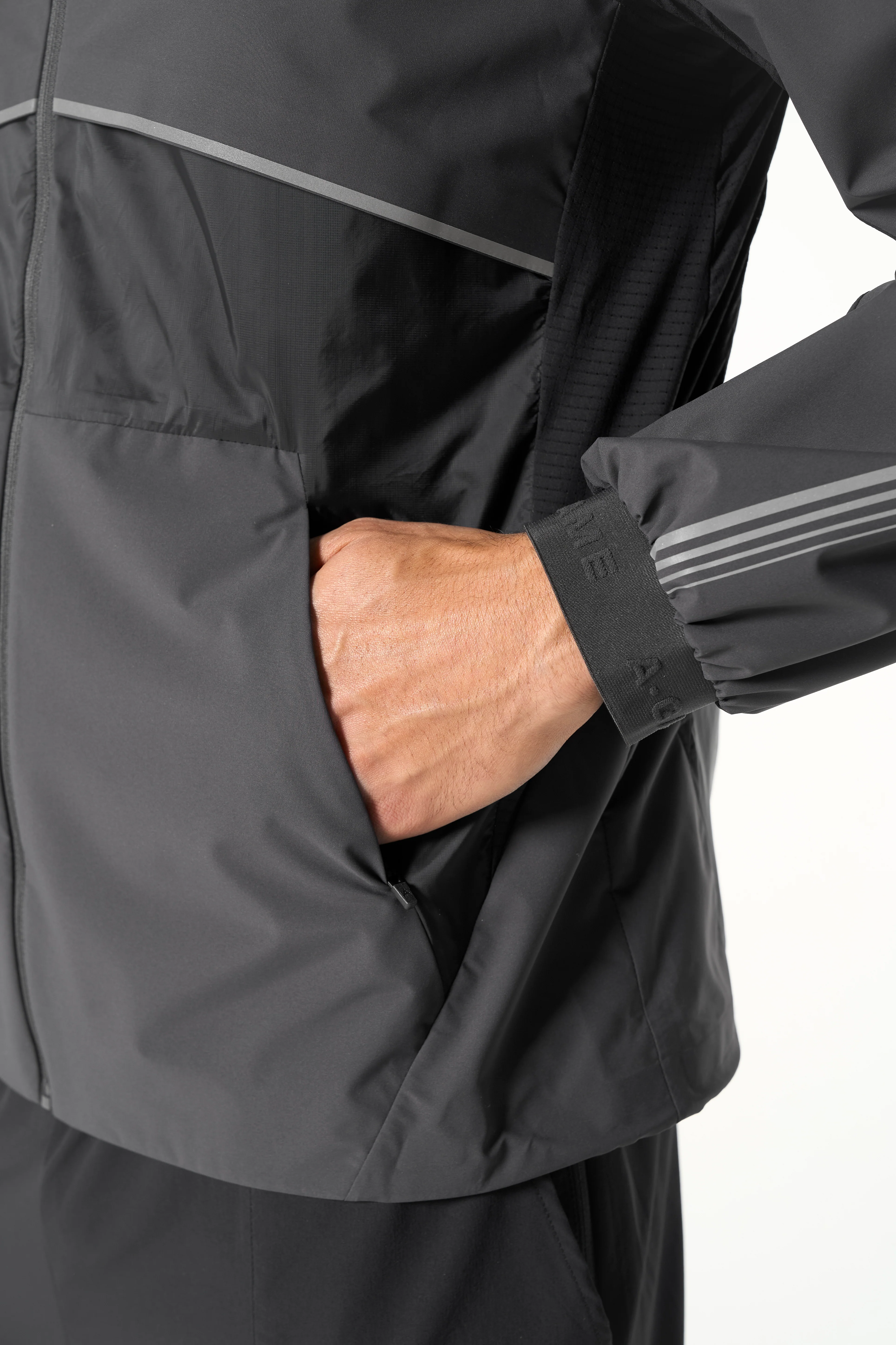 Men's Lightweight Windbreaker Jacket - Dk Charcoal / Black - Image 7