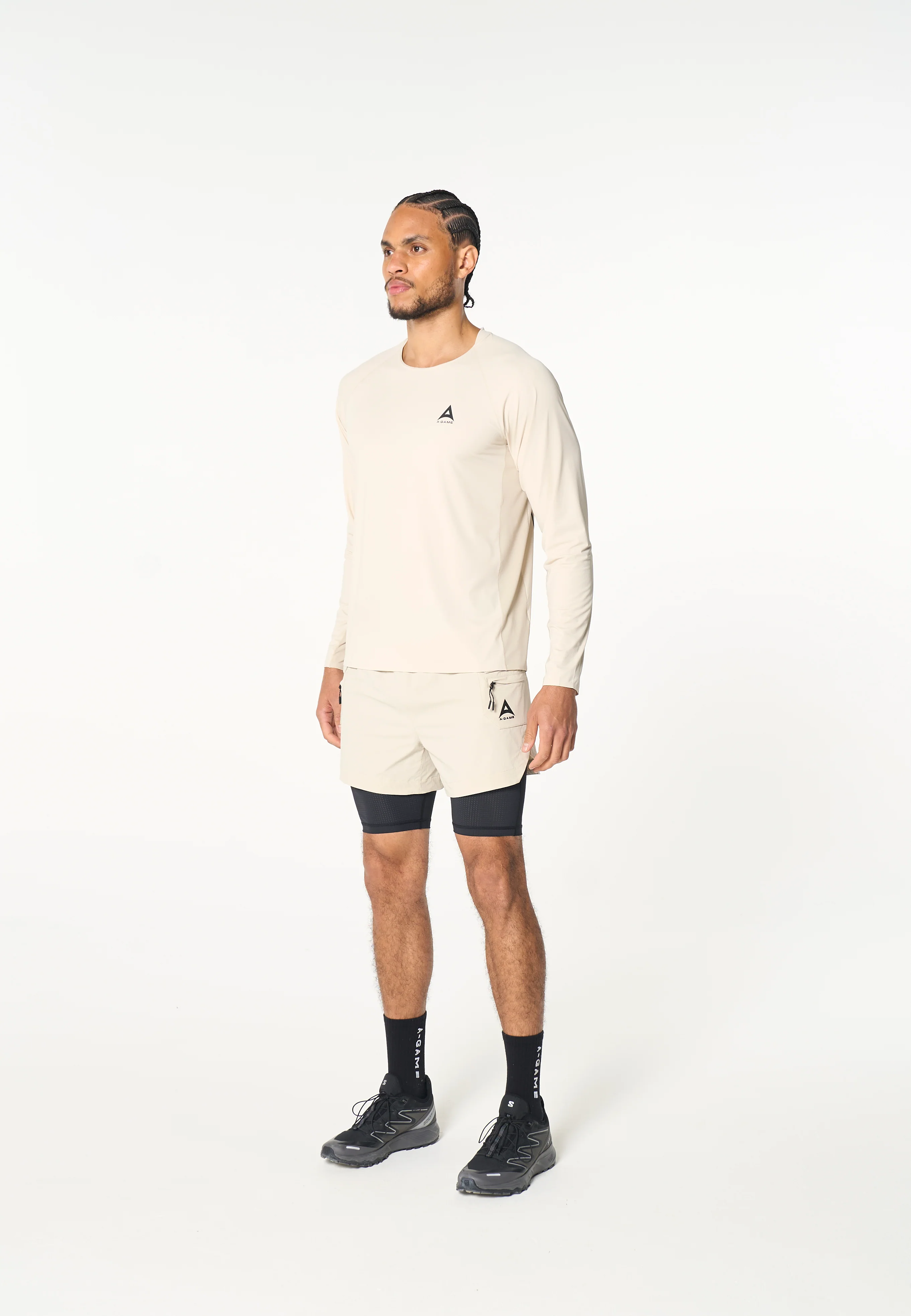 Men's Mesh Long Sleeve T-Shirt - Beige - Image 4