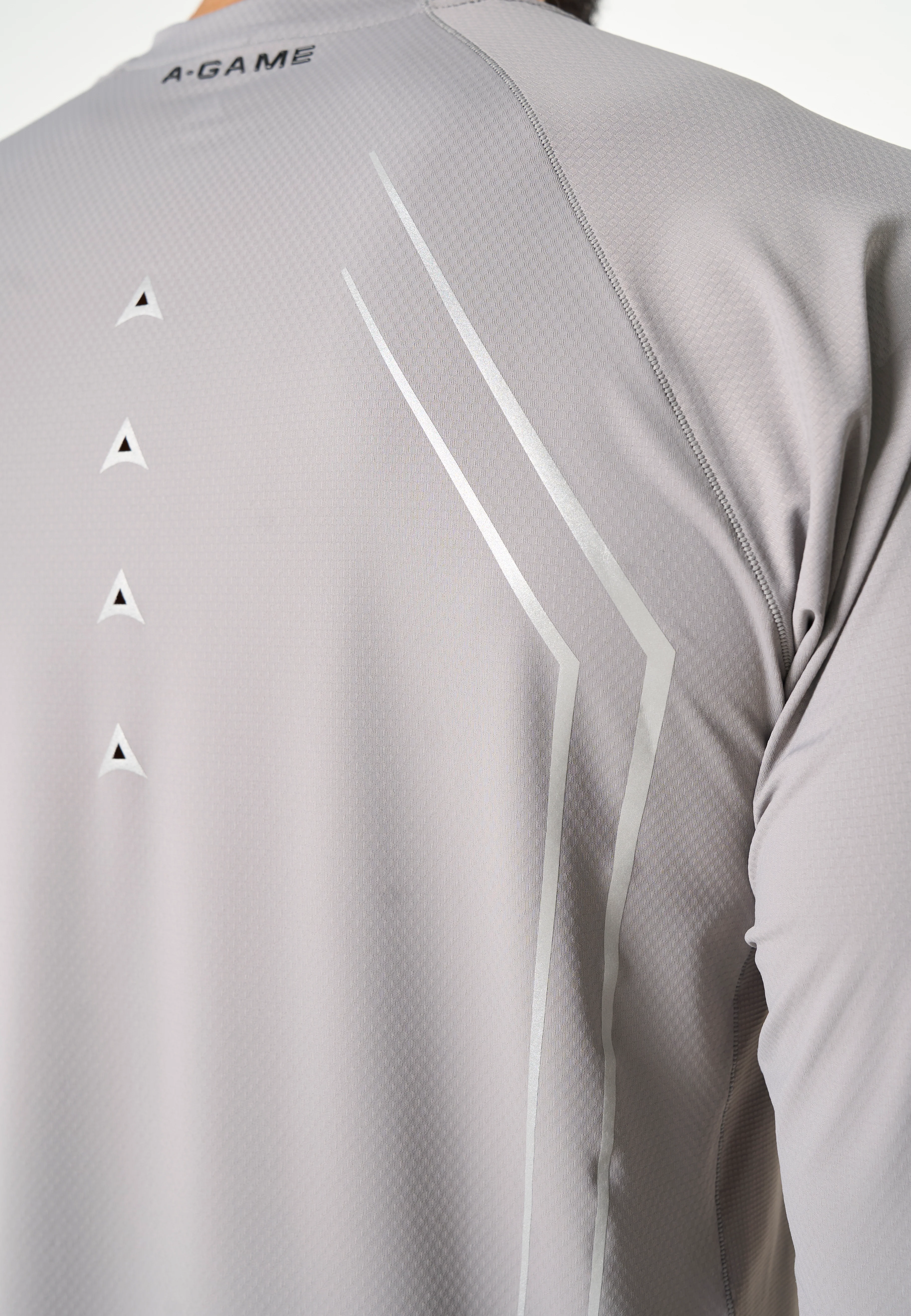 Men's Mesh Long Sleeve T-Shirt - Grey - Image 2