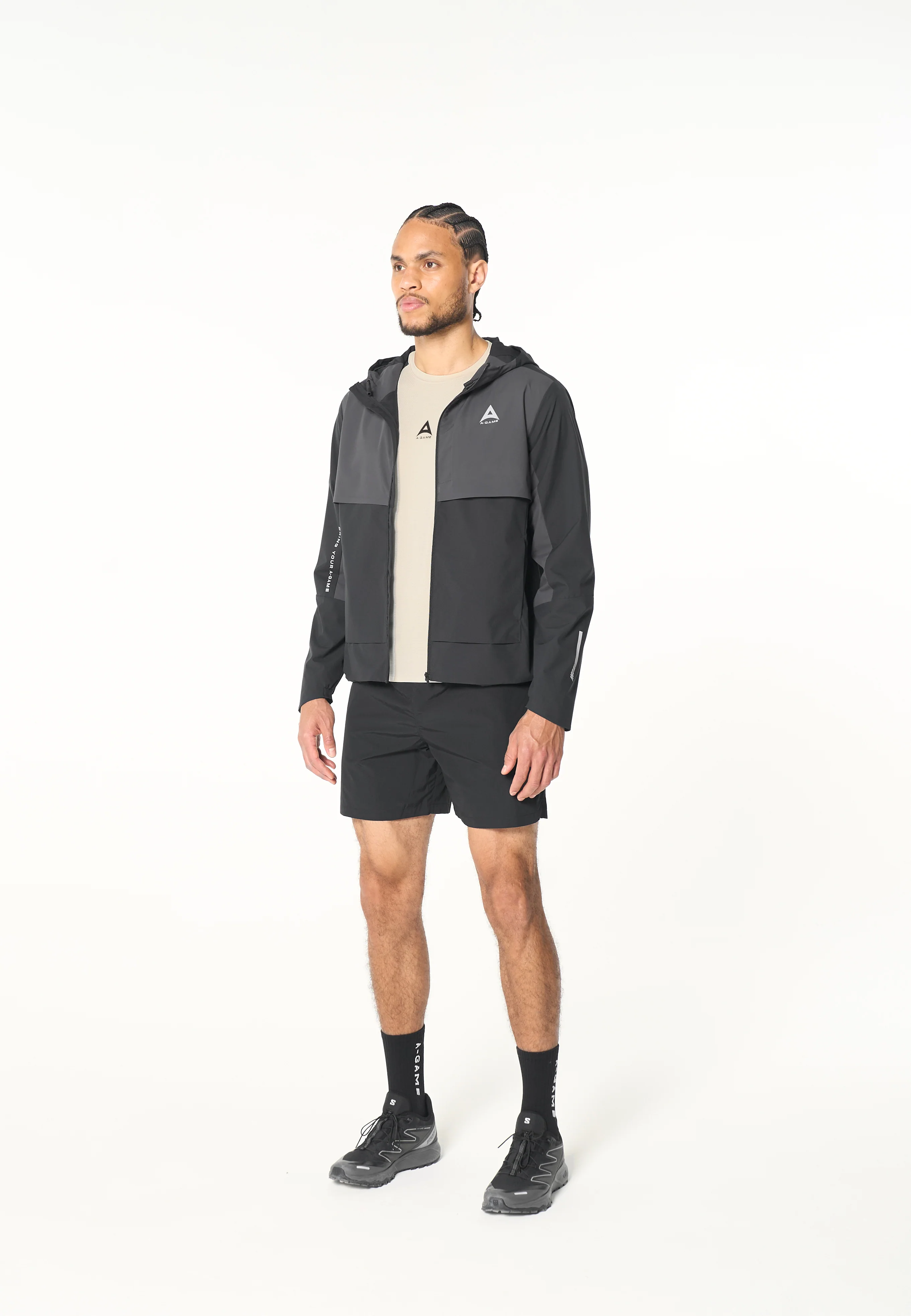 Men's Panelled Lightweight Jacket - Black / Dk Charcoal - Image 11