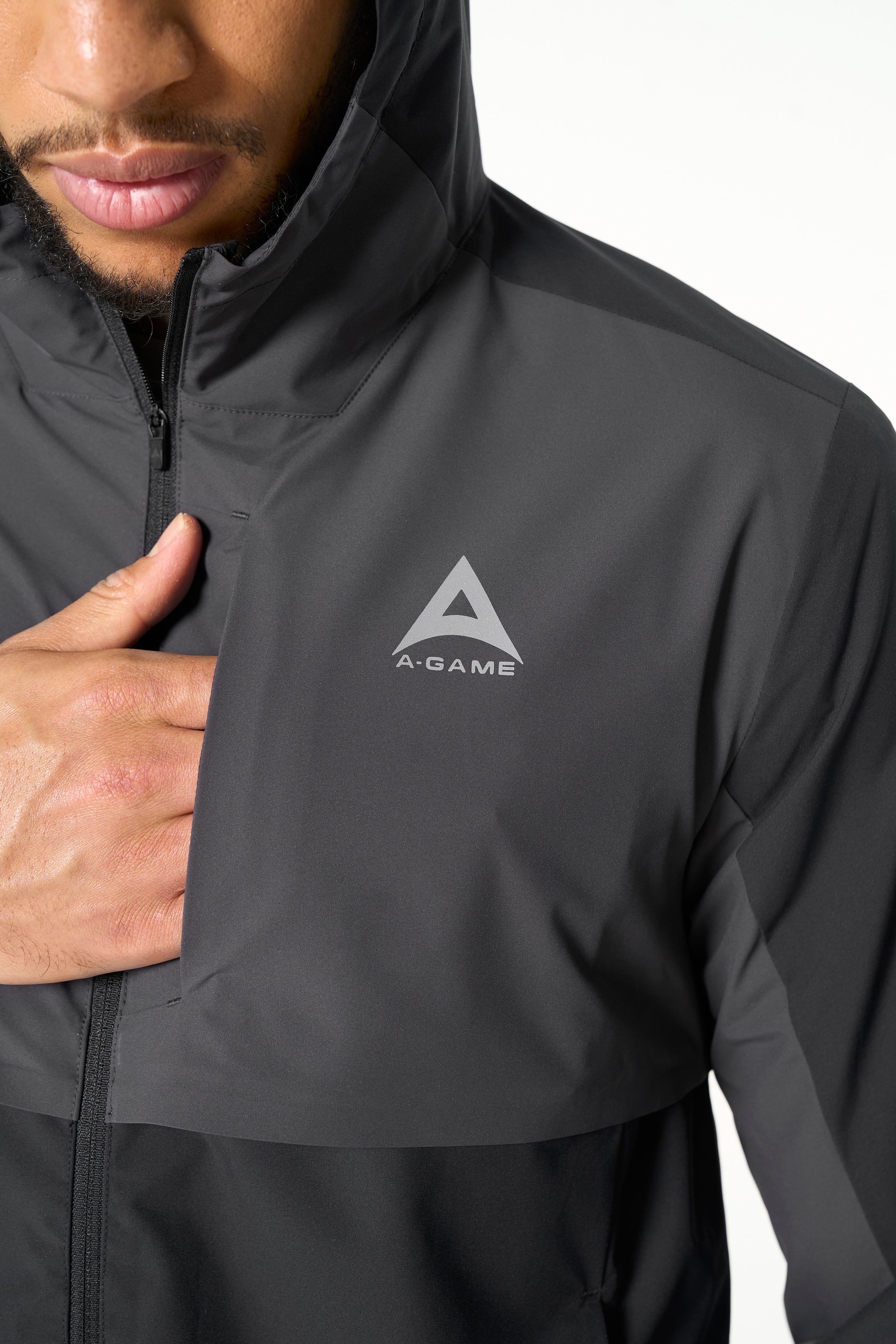 Men's Panelled Lightweight Jacket - Black / Dk Charcoal - Image 3