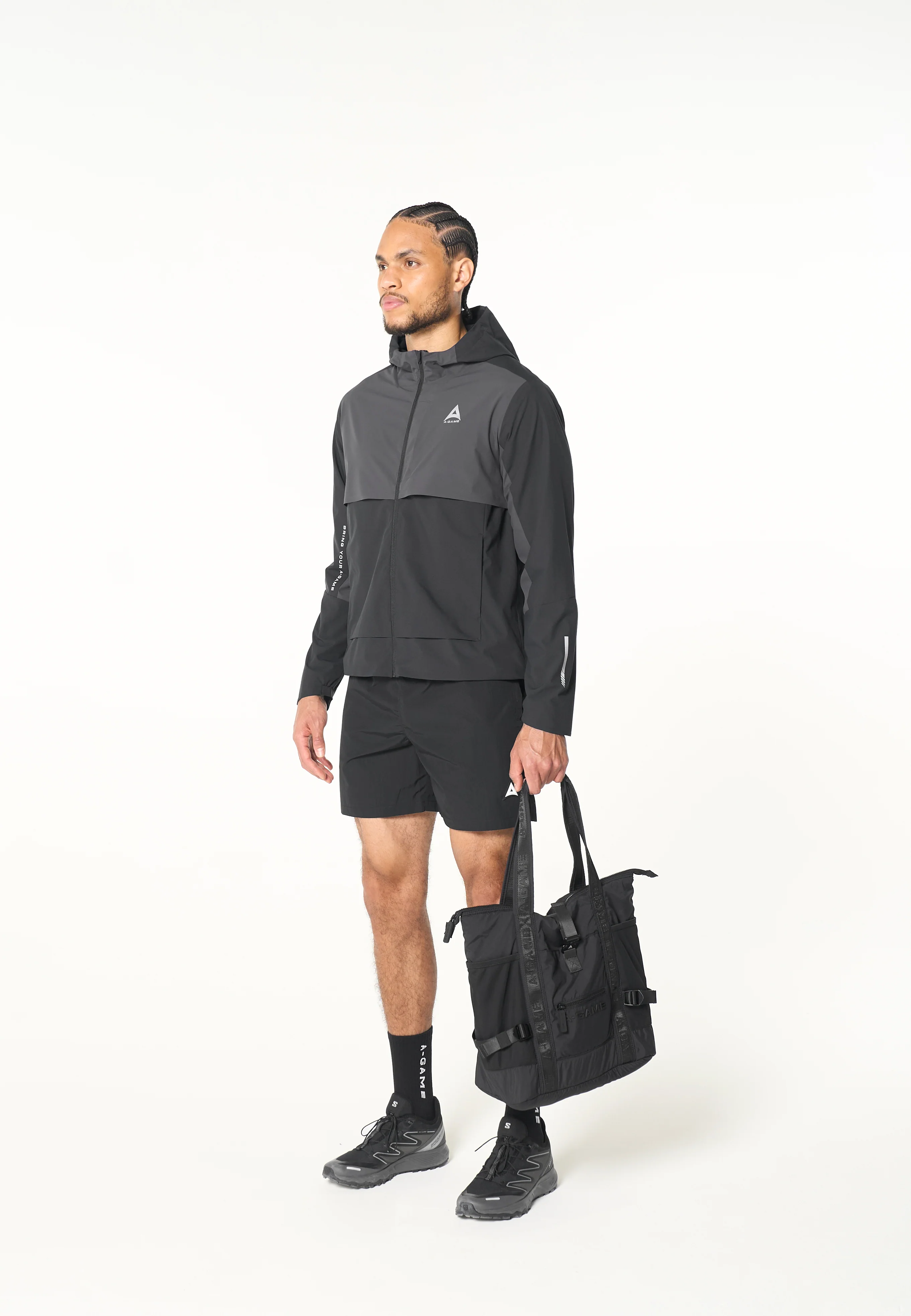 Men's Panelled Lightweight Jacket - Black / Dk Charcoal - Image 9