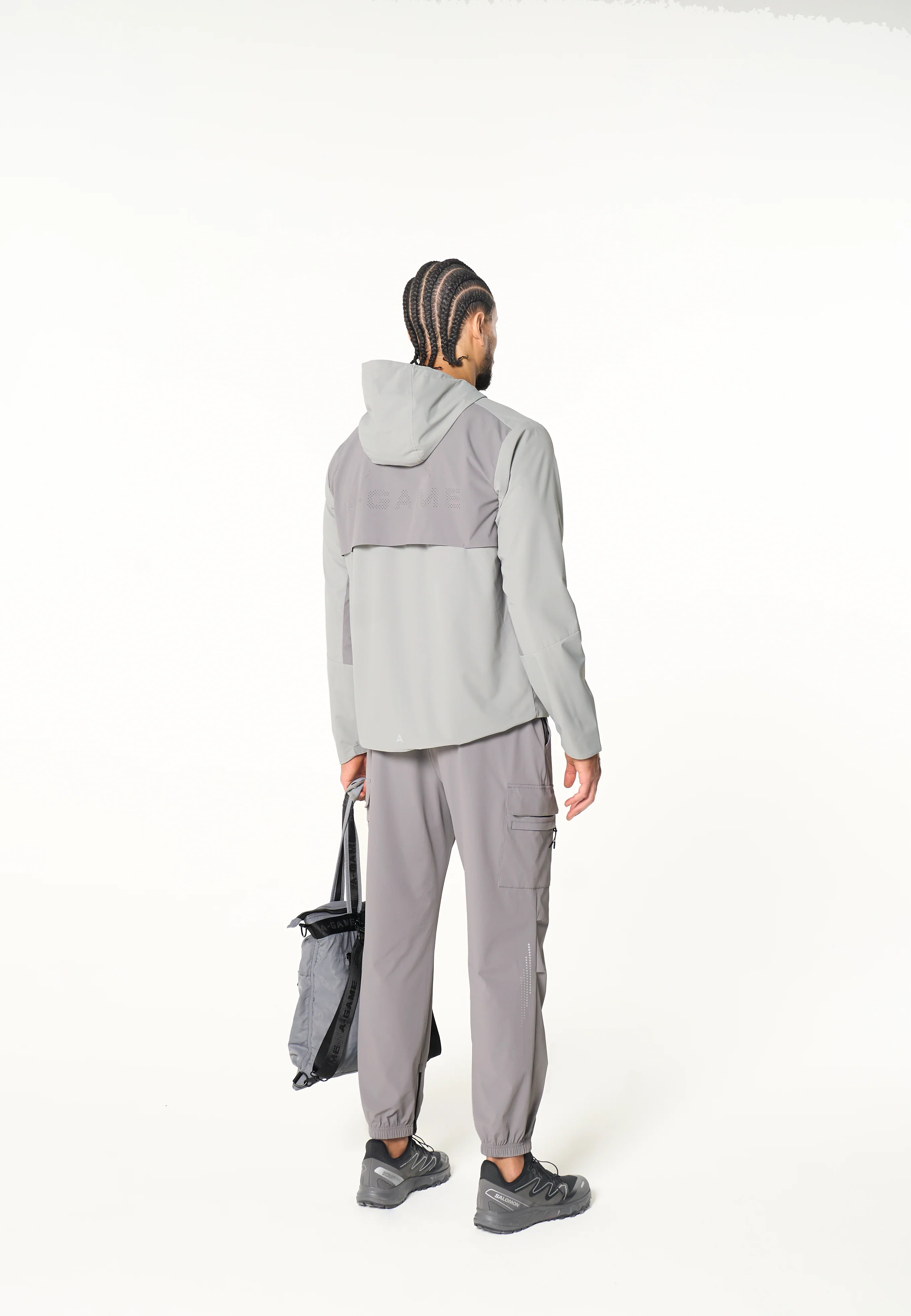 Men's Panelled Lightweight Jacket - Grey / Dk Grey - Image 5
