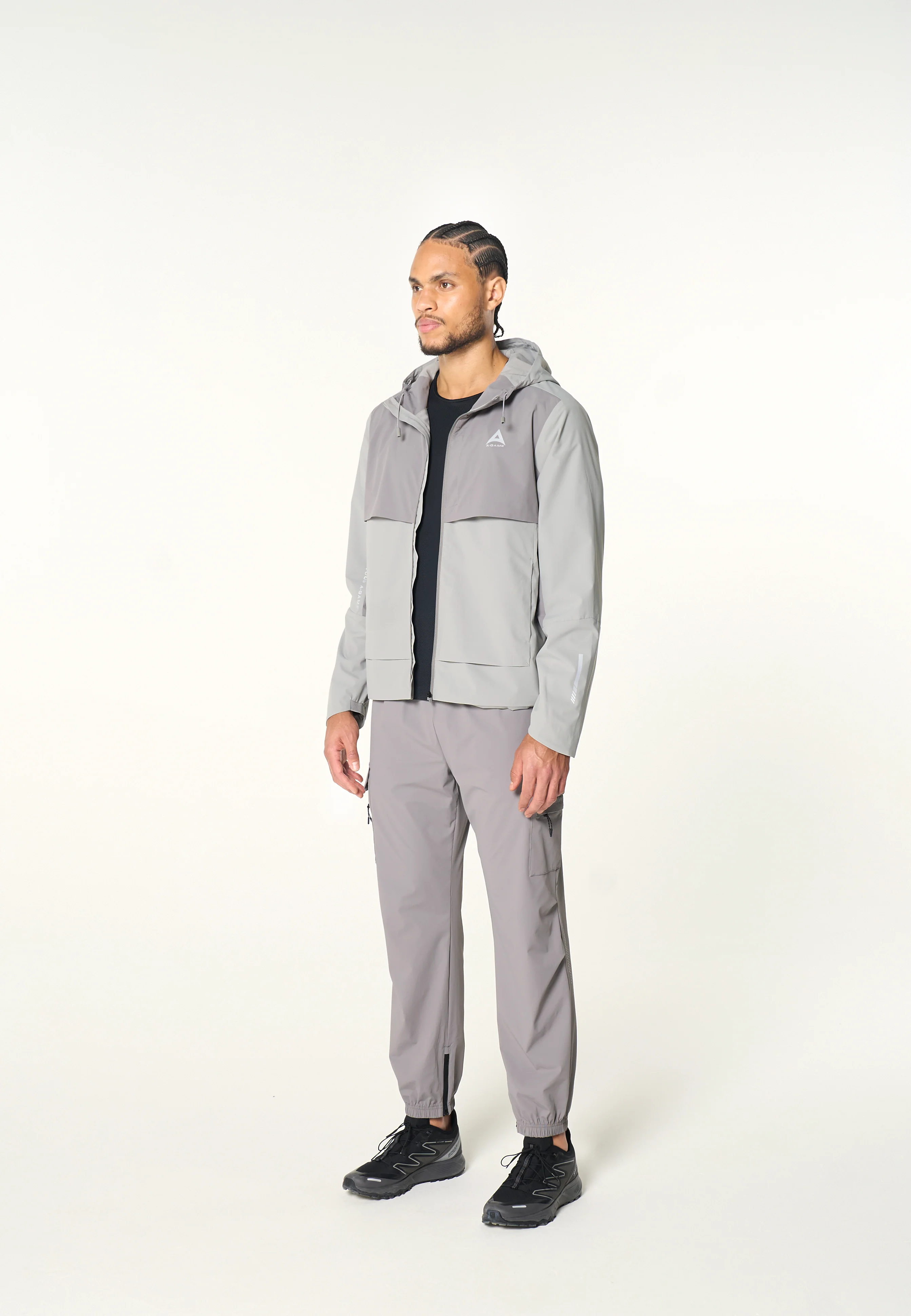 Men's Panelled Lightweight Jacket - Grey / Dk Grey - Image 6