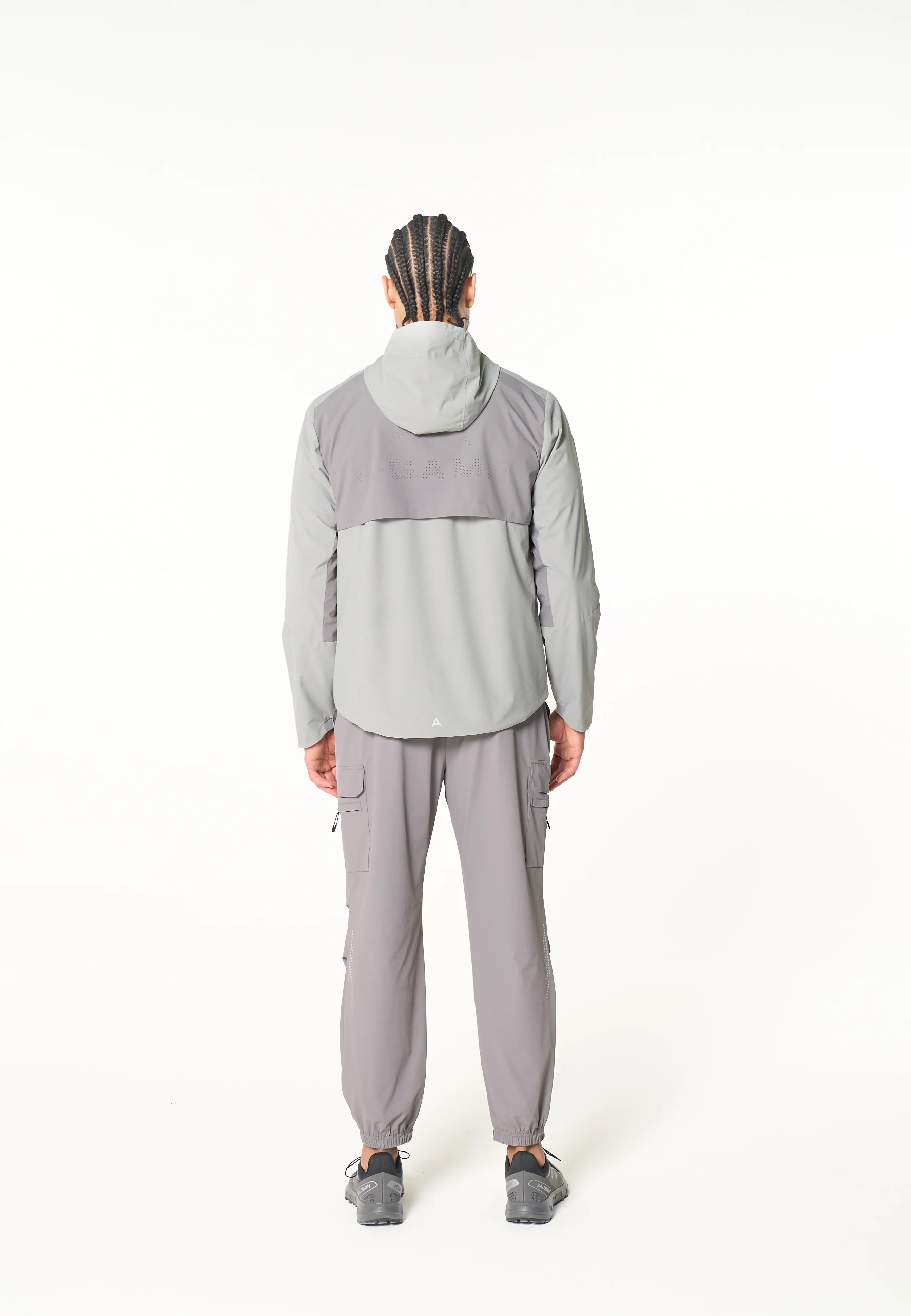 Men's Panelled Lightweight Jacket - Grey / Dk Grey - Image 7