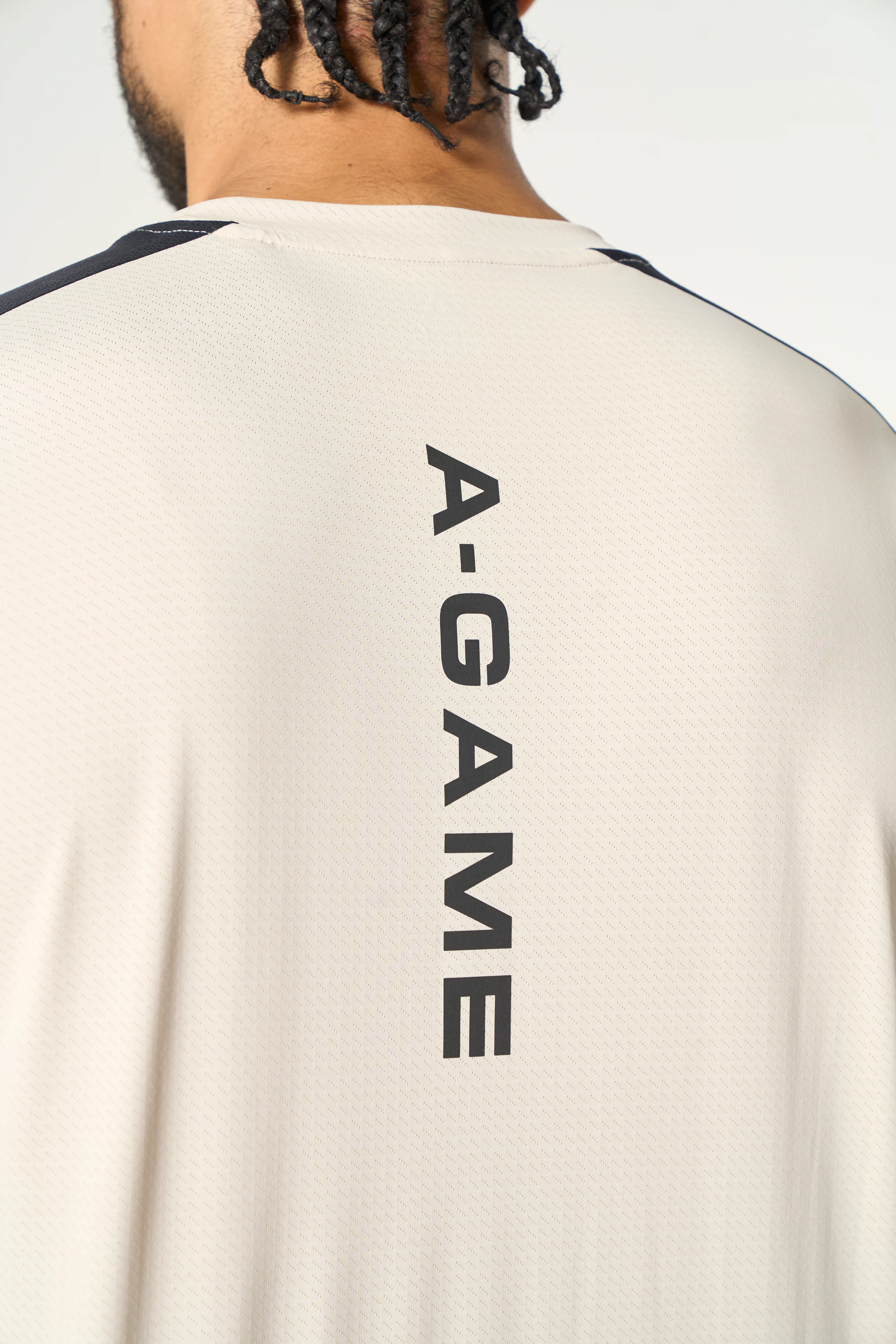 Men's Mesh T-Shirt - Beige / Black - Image 2