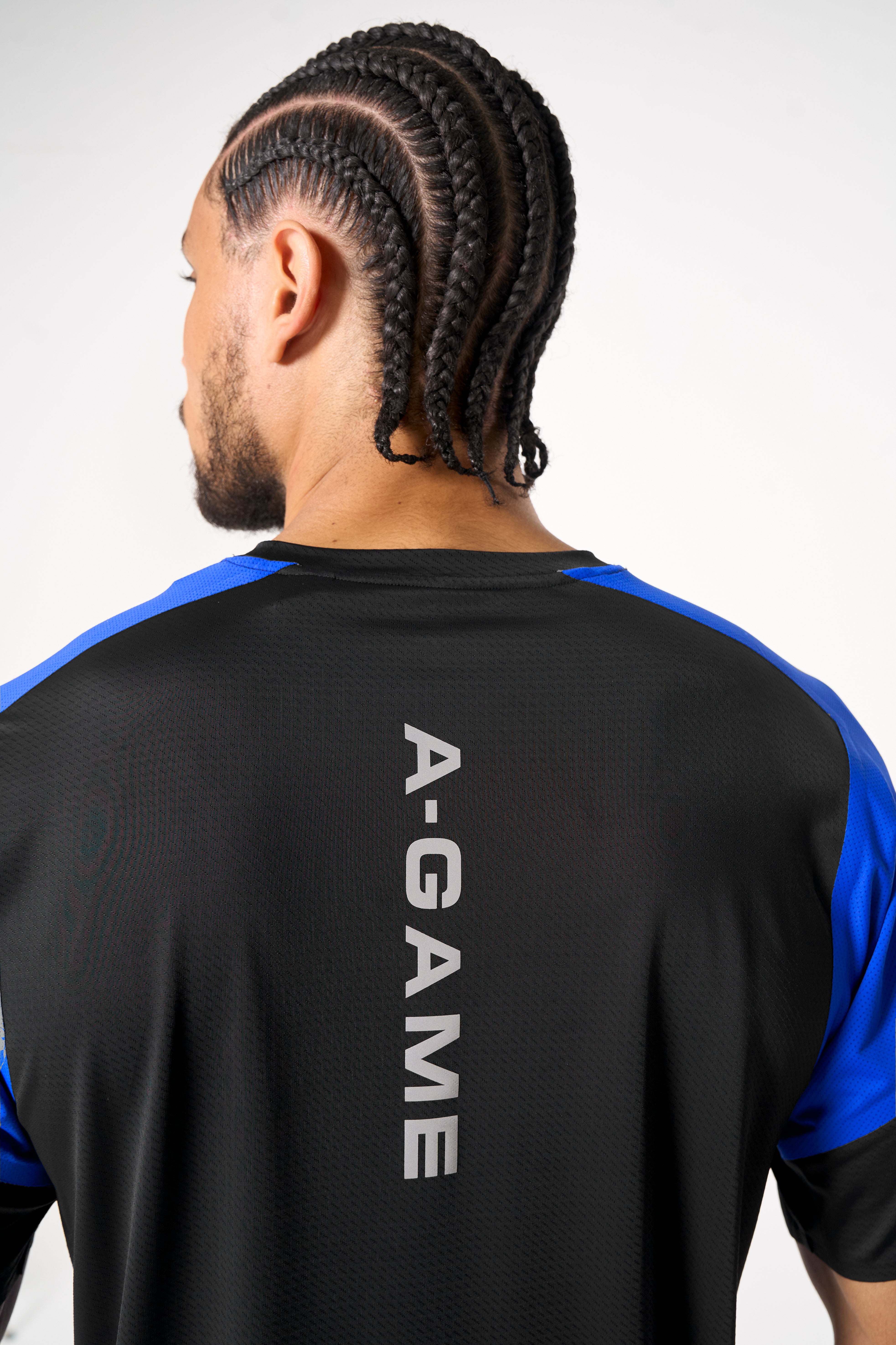 Men's Mesh T-Shirt - Black / Cobalt Blue - Image 4