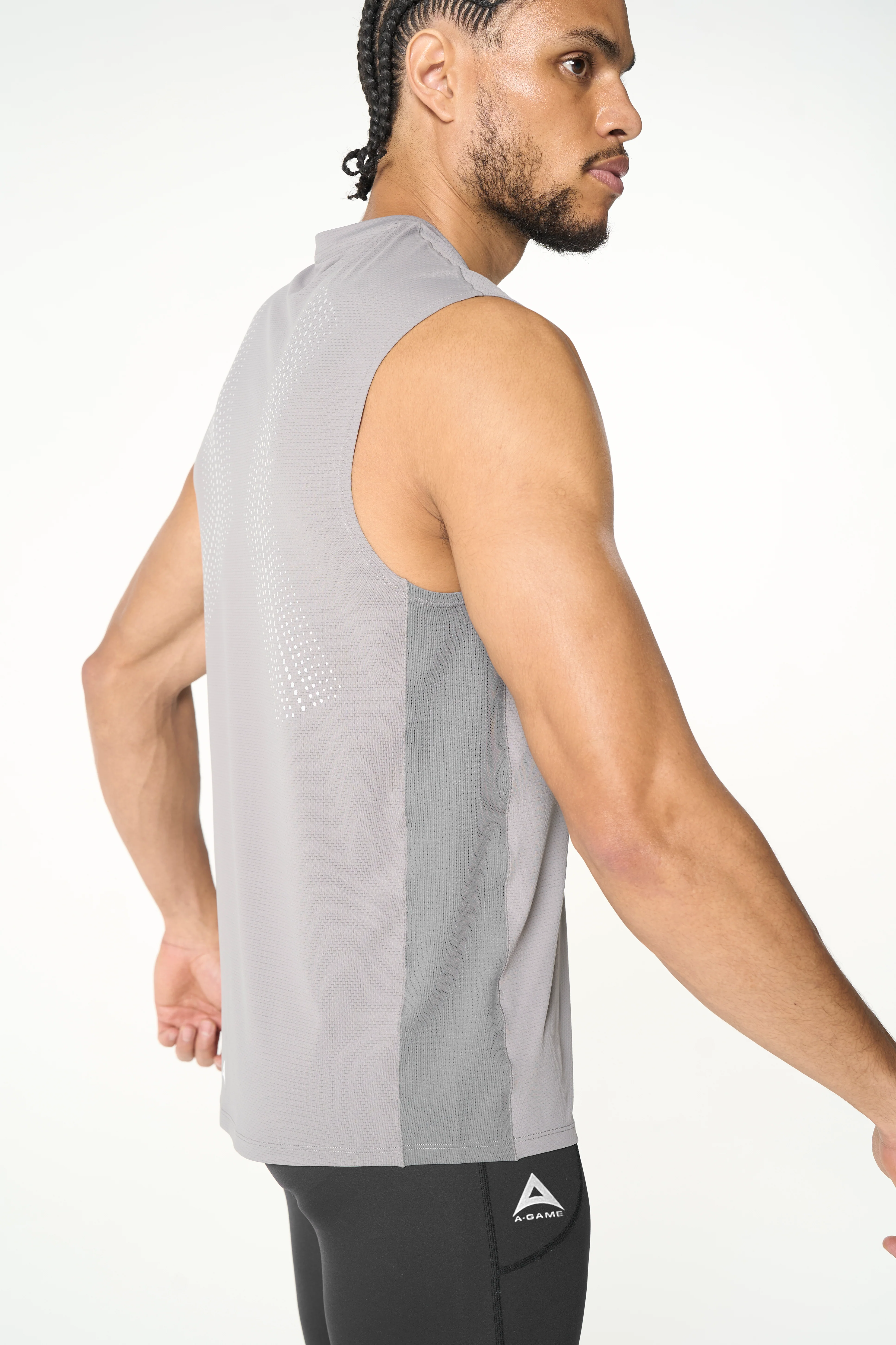 Men's Mesh Panelled Tank - Grey - Image 4