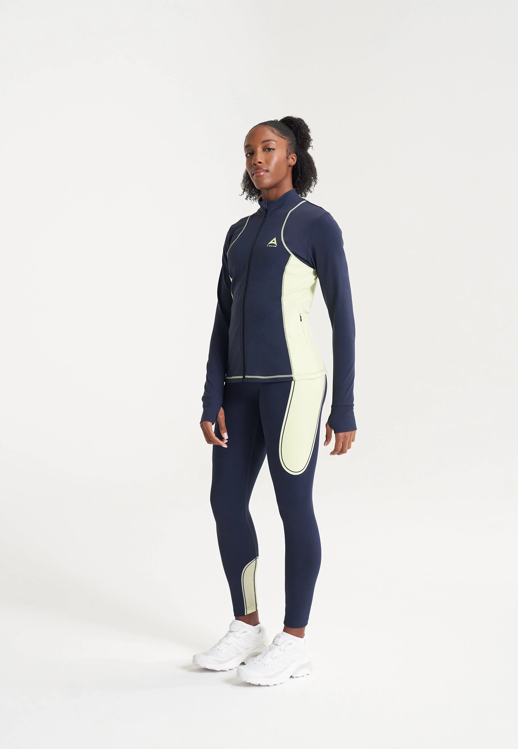 Women's Fitted Thermal Fleece - Navy/Lime - Image 3