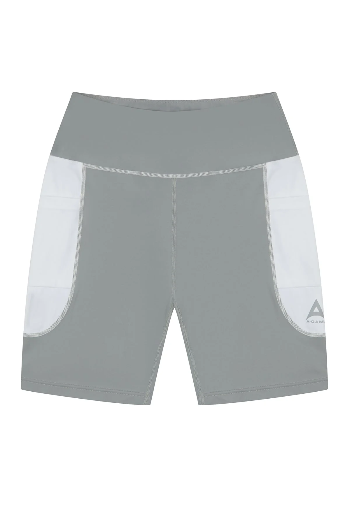 Women's High Rise Biker Shorts - White/Grey - Image 4