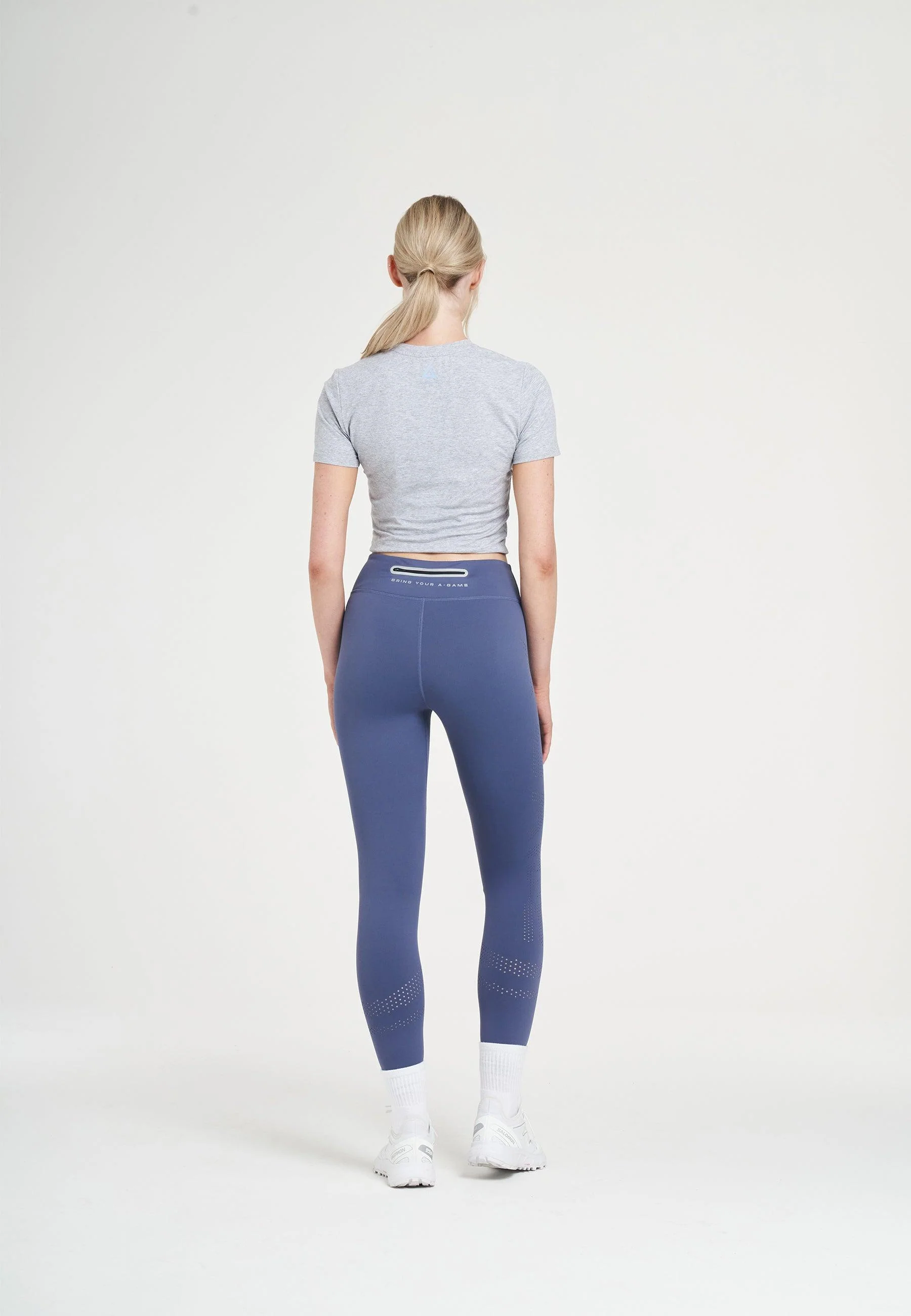 Women's High Waisted Training Leggings - Blue - Image 3
