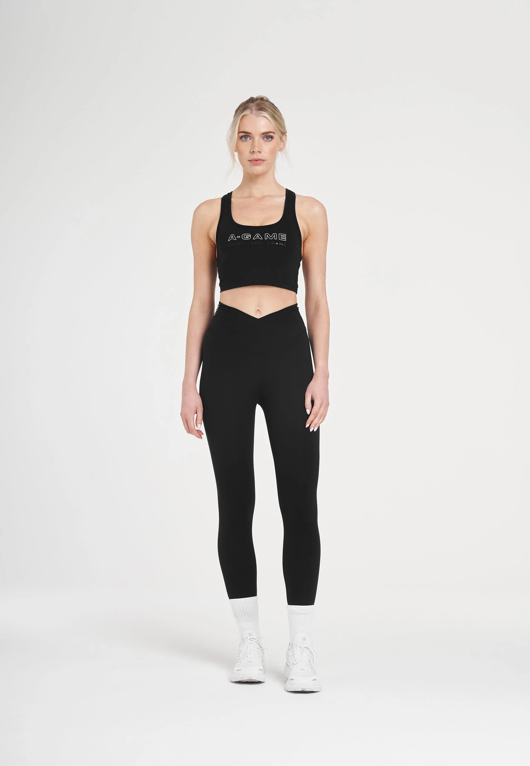 Women's High Waisted Wrapped Yoga Leggings - Black - Image 3