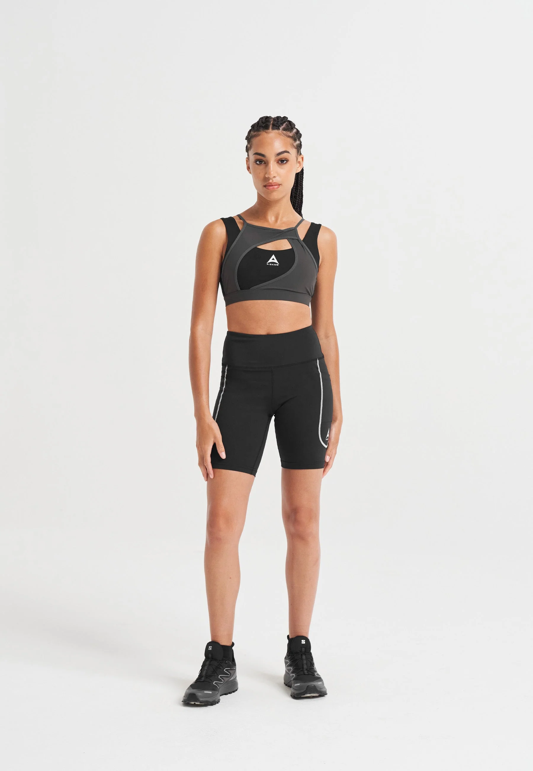 Women's Layered Sports Bra - Black/Asphalt - Image 3