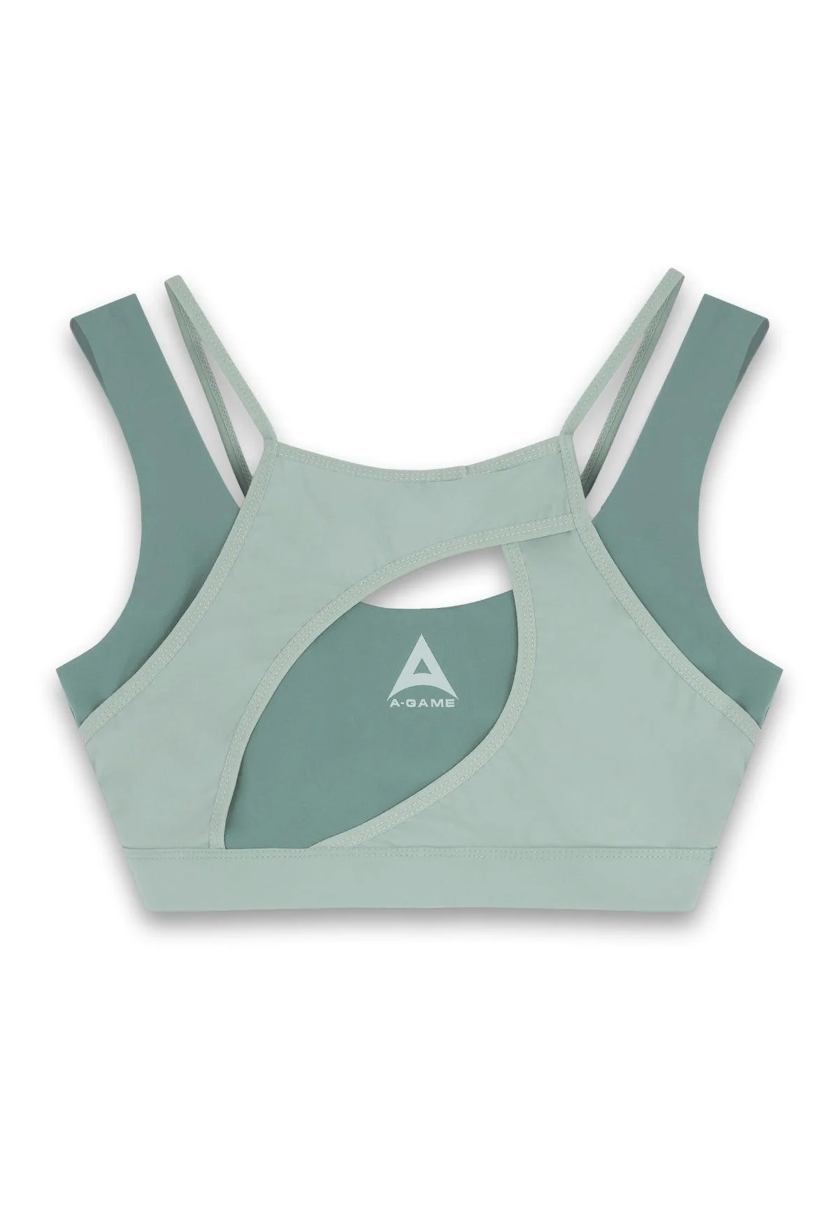 Women's Layered Sports Bra - Mint Green/Dark Green - Image 5