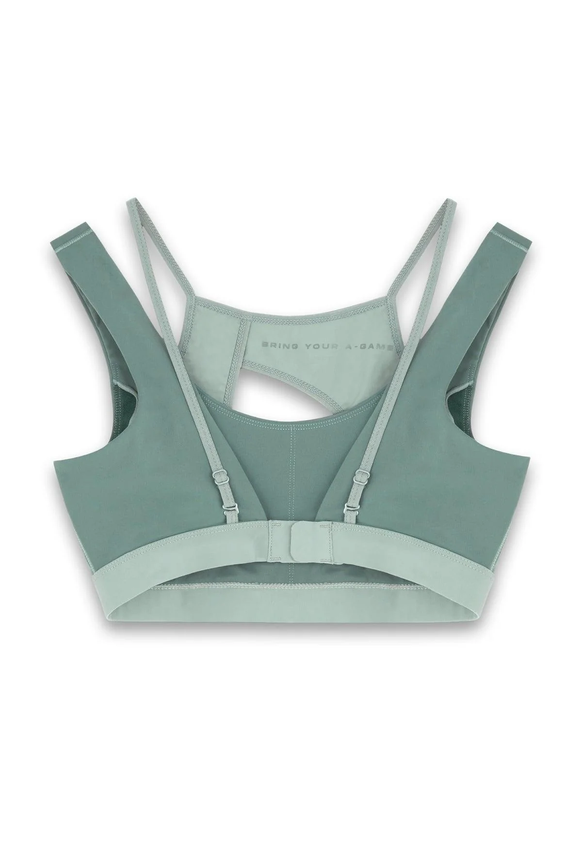 Women's Layered Sports Bra - Mint Green/Dark Green - Image 6