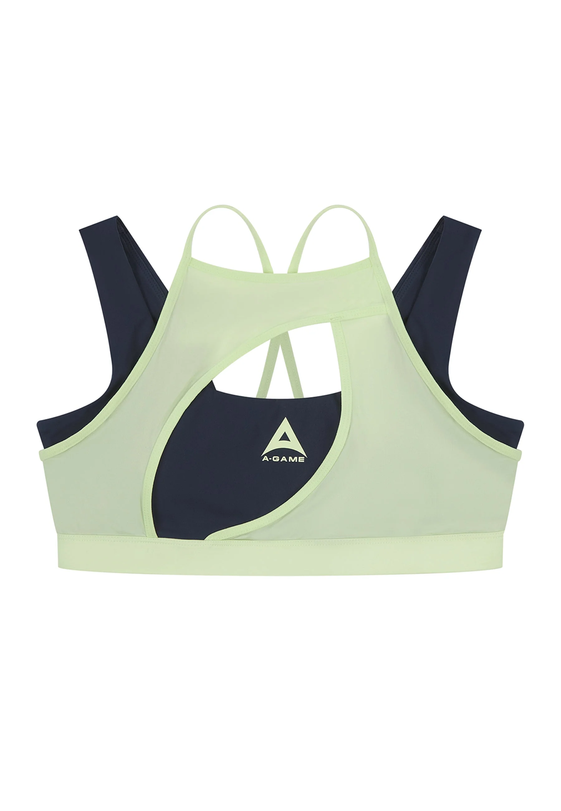 Women's Layered Sports Bra - Navy/Lime - Image 5