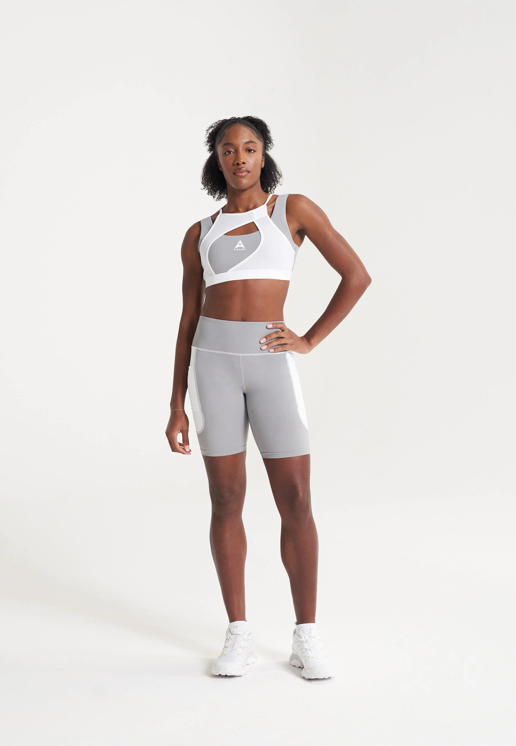 Women's Layered Sports Bra - White/Grey - Image 3
