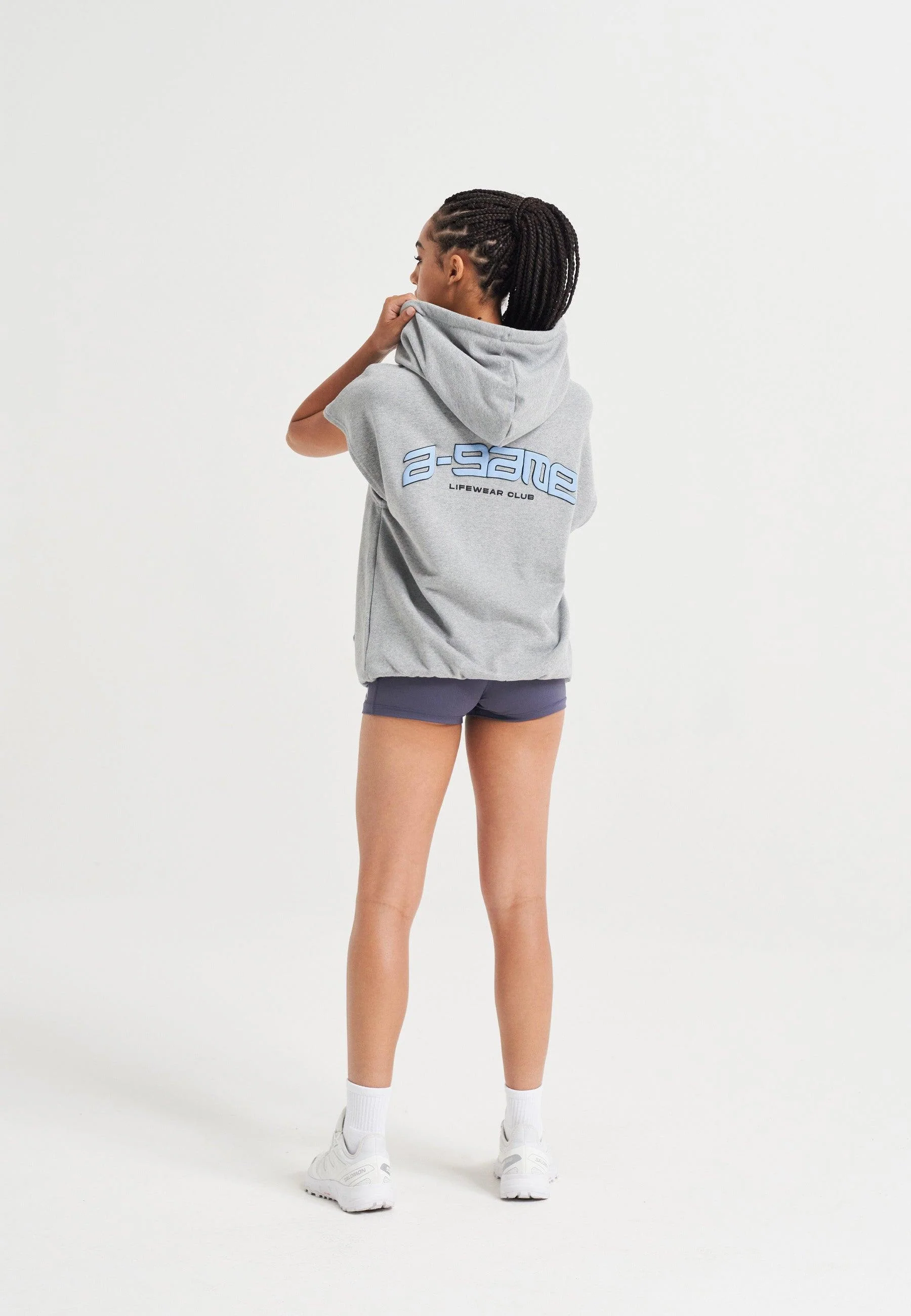 Women's Cropped Sleeveless Hoodie - Grey Marl - Image 4