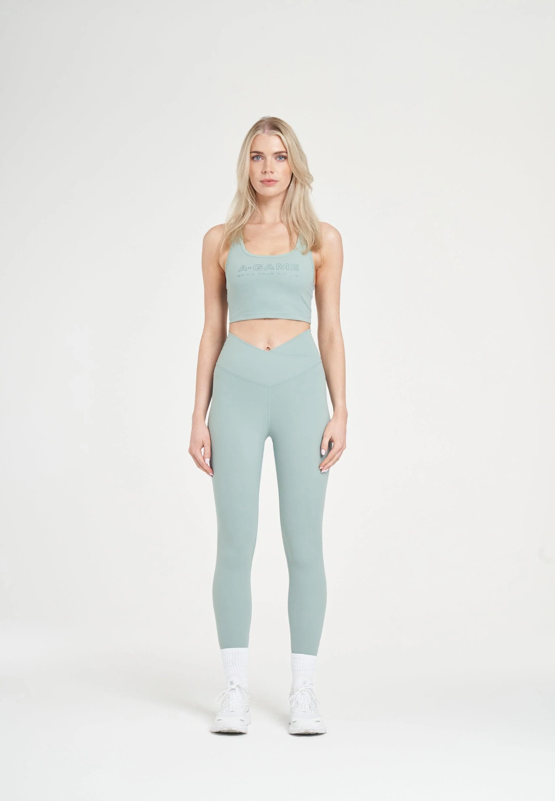 Women's Square Neck Sports Bra - Sage Green - Image 3