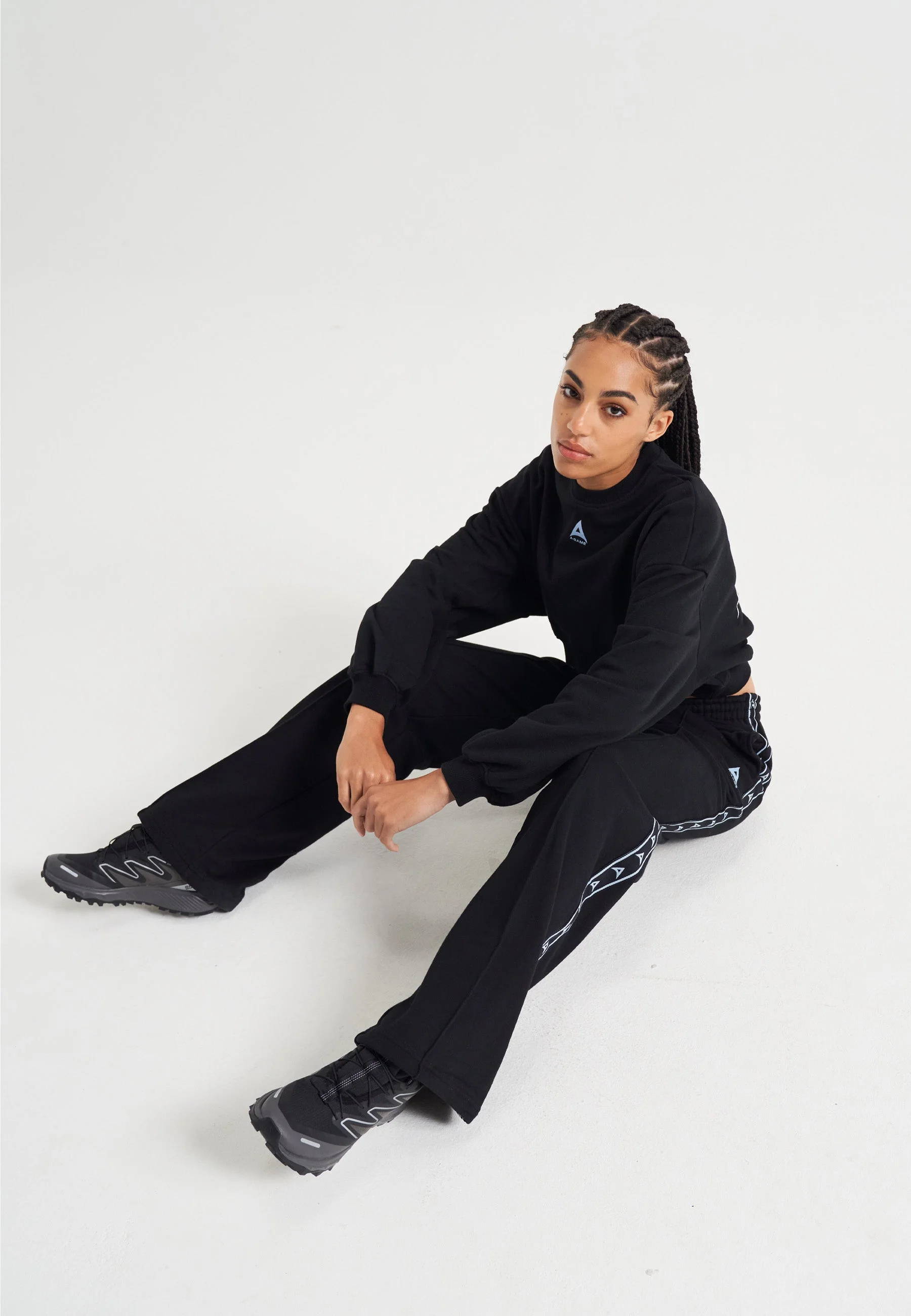 Women's Taped Straight Leg Sweat Pants - Black - Image 4