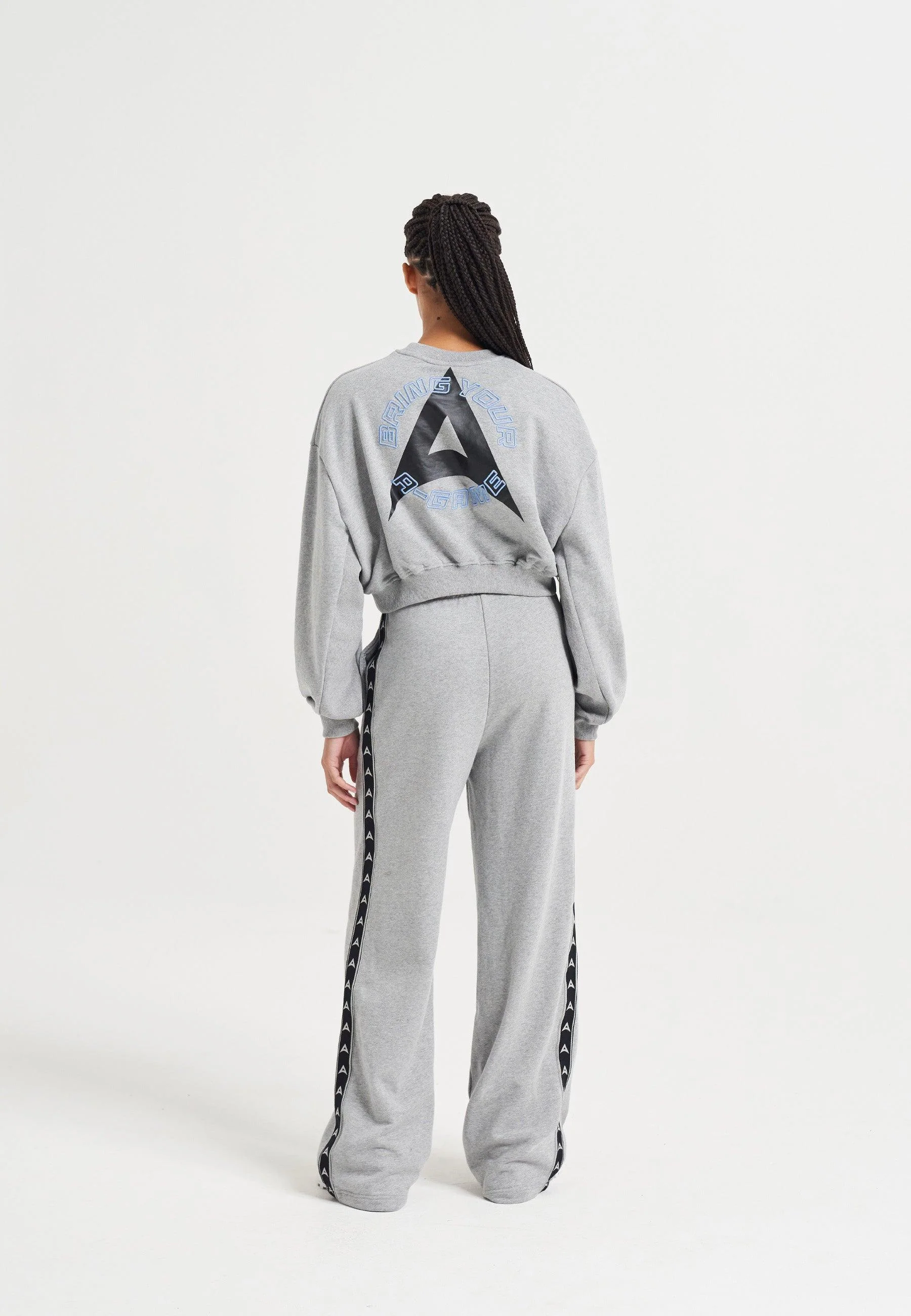 Women's Taped Straight Leg Sweat Pants - Grey Marl - Image 3