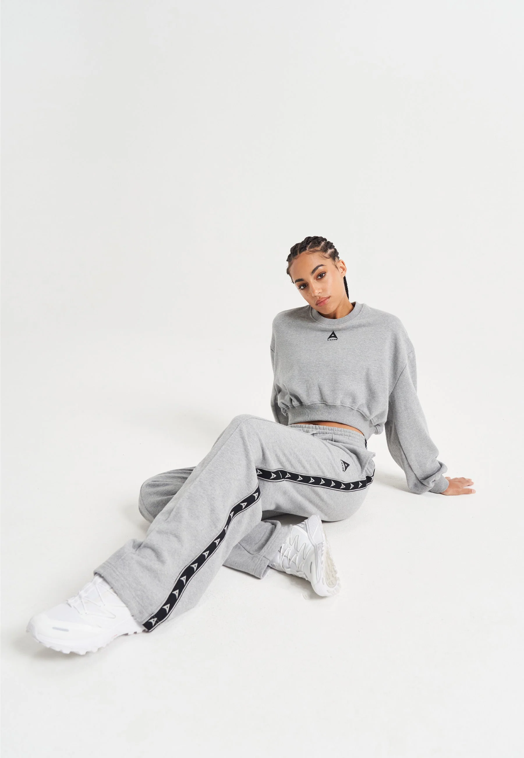 Women's Taped Straight Leg Sweat Pants - Grey Marl - Image 4