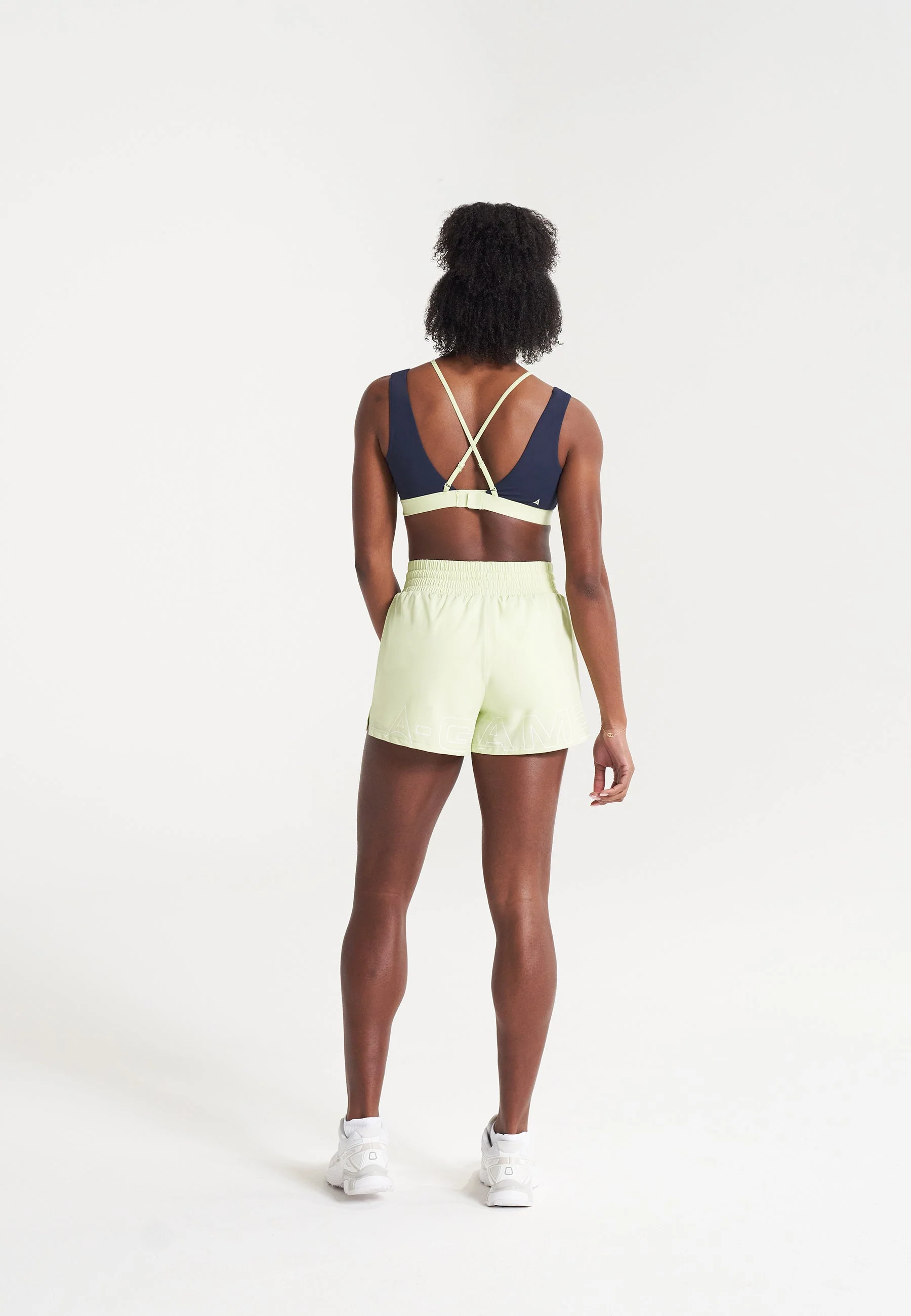 Women's Training Runner Shorts - Lime/White - Image 4