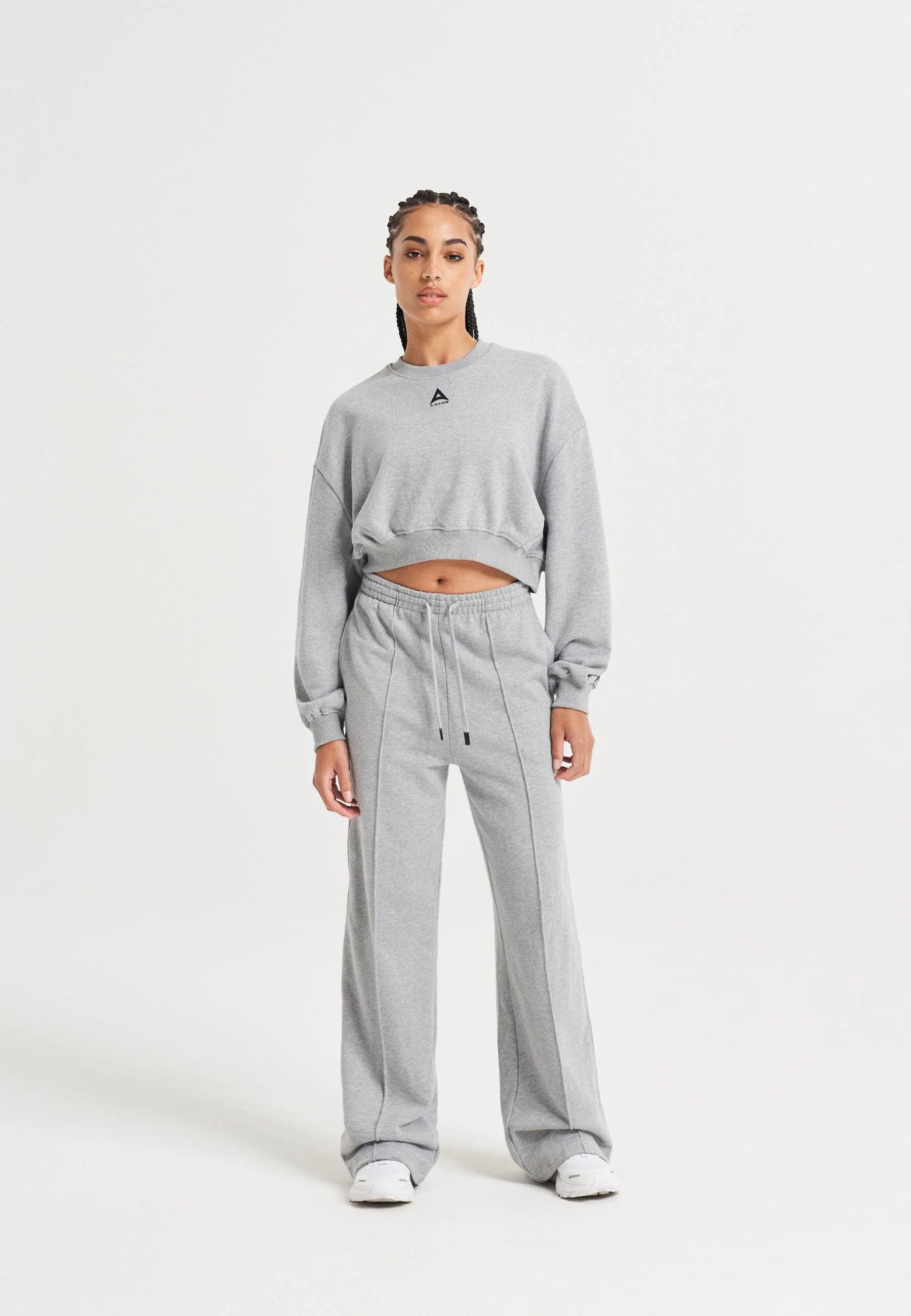 Women's Cropped Sweatshirt - Grey Marl - Image 3
