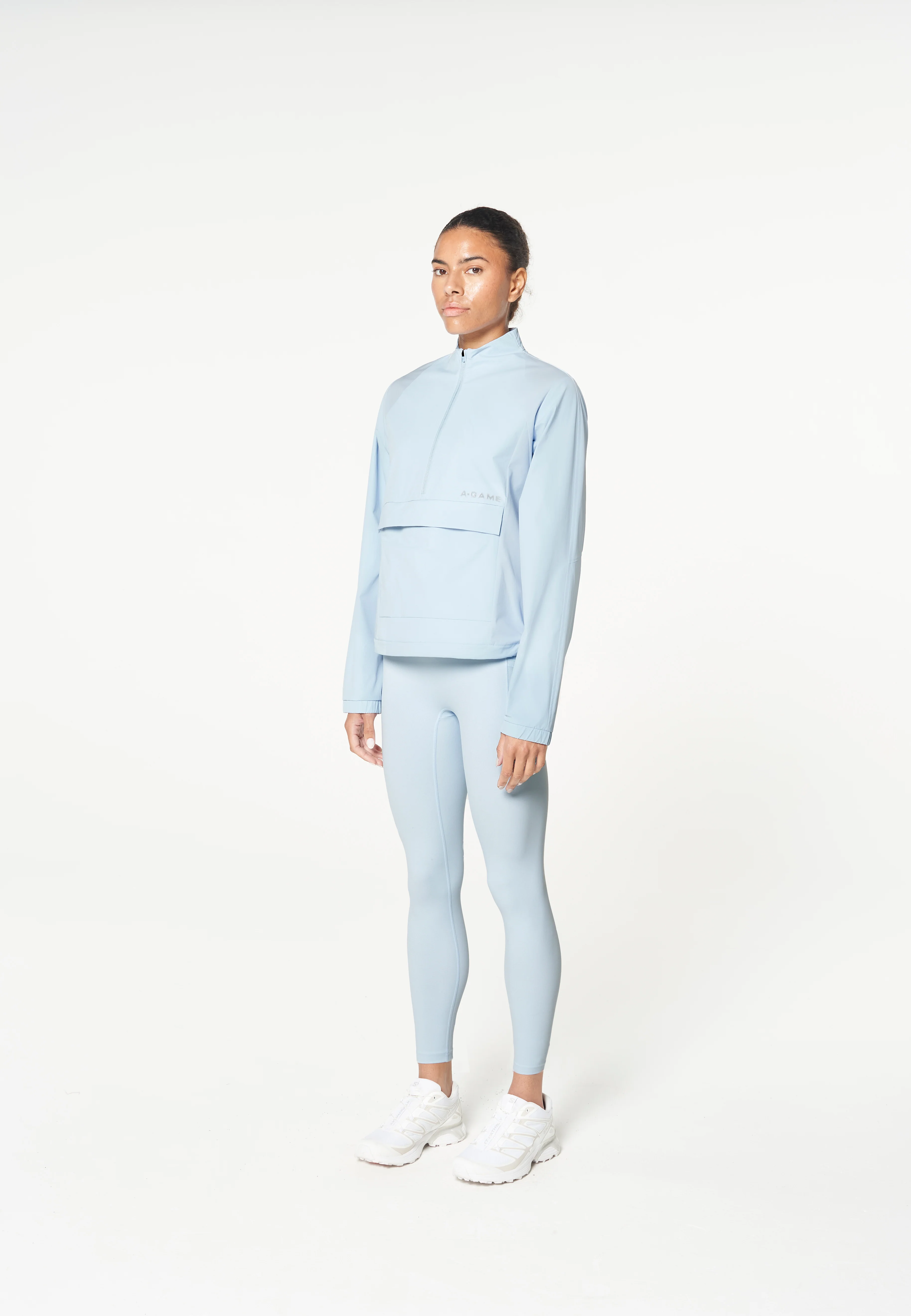 Women's Half Zip Pullover Jacket - Pale Blue - Image 6